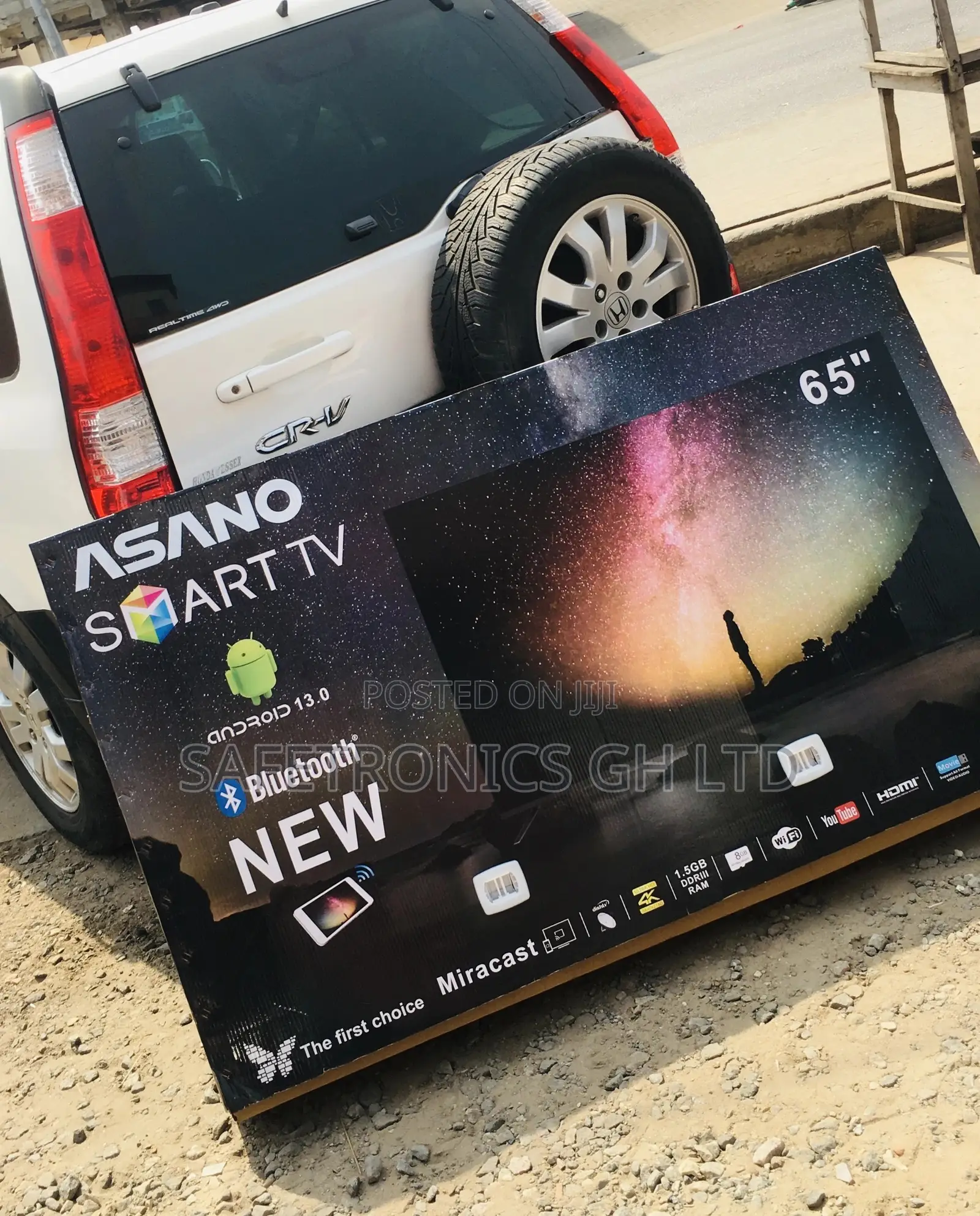 Black Smart Asano 65 Inches Glossy LED Electric UHD Tv