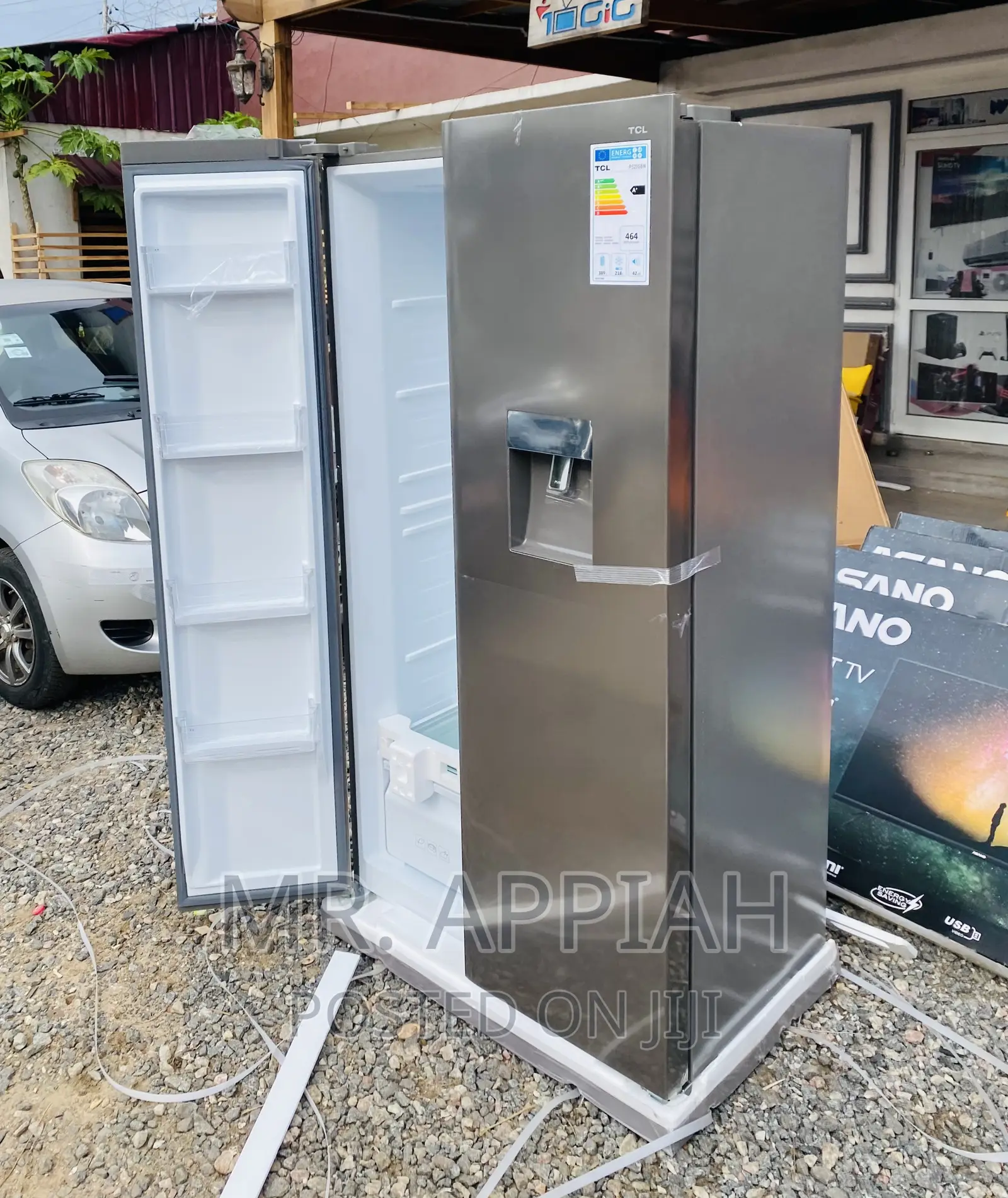 Fast Chilling TCL P520SBN Side by Side Refrigerator(Gray).