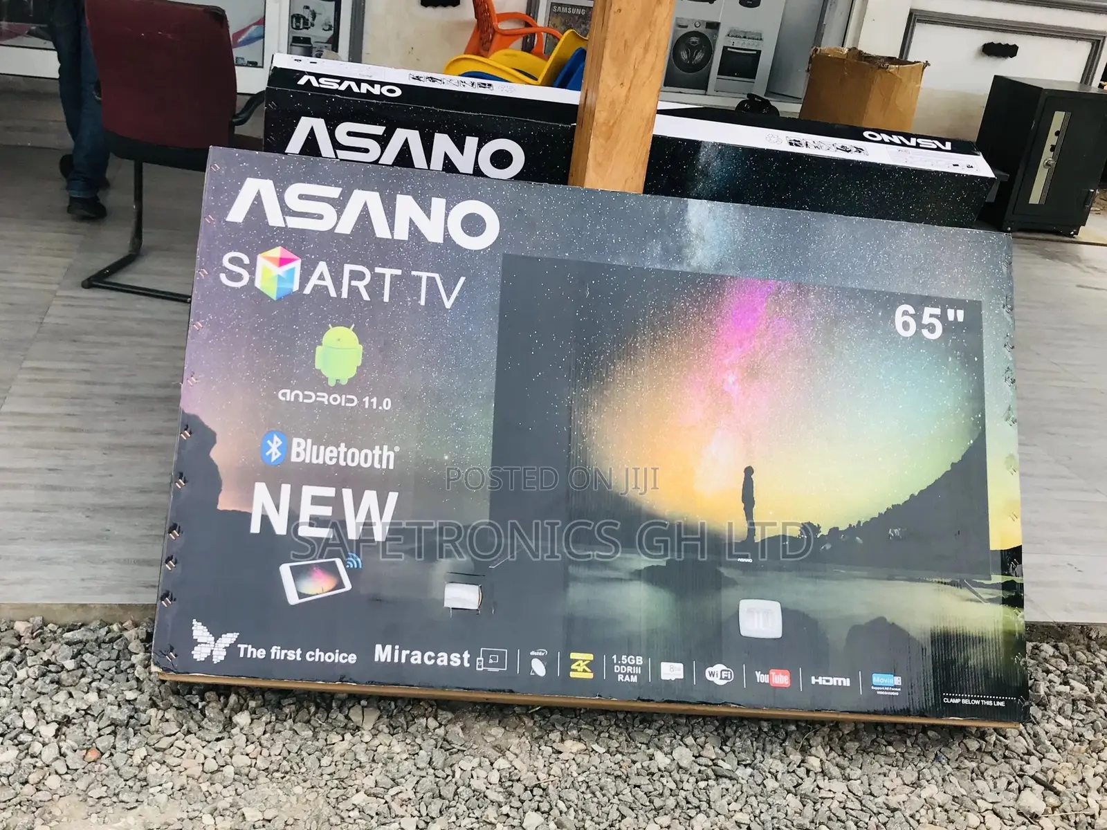 Smart UHD LED Glossy Black Asano Electric 65 Inches Tv