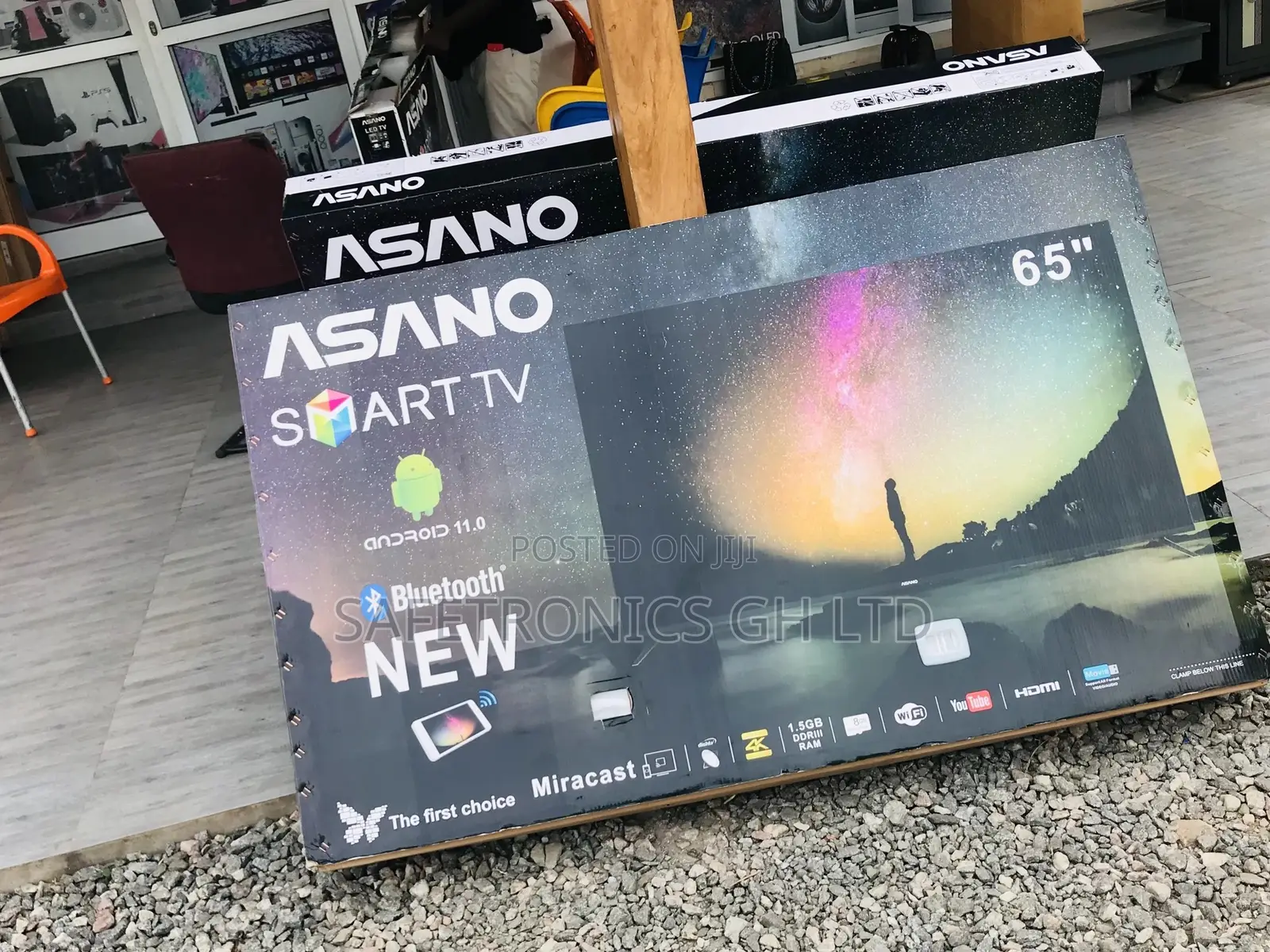 Asano 65 Inches Glossy LED Smart Electric Black UHD Tv