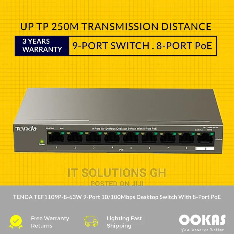 Tenda 9-Port Desktop Poe Switch 10/100mbps
