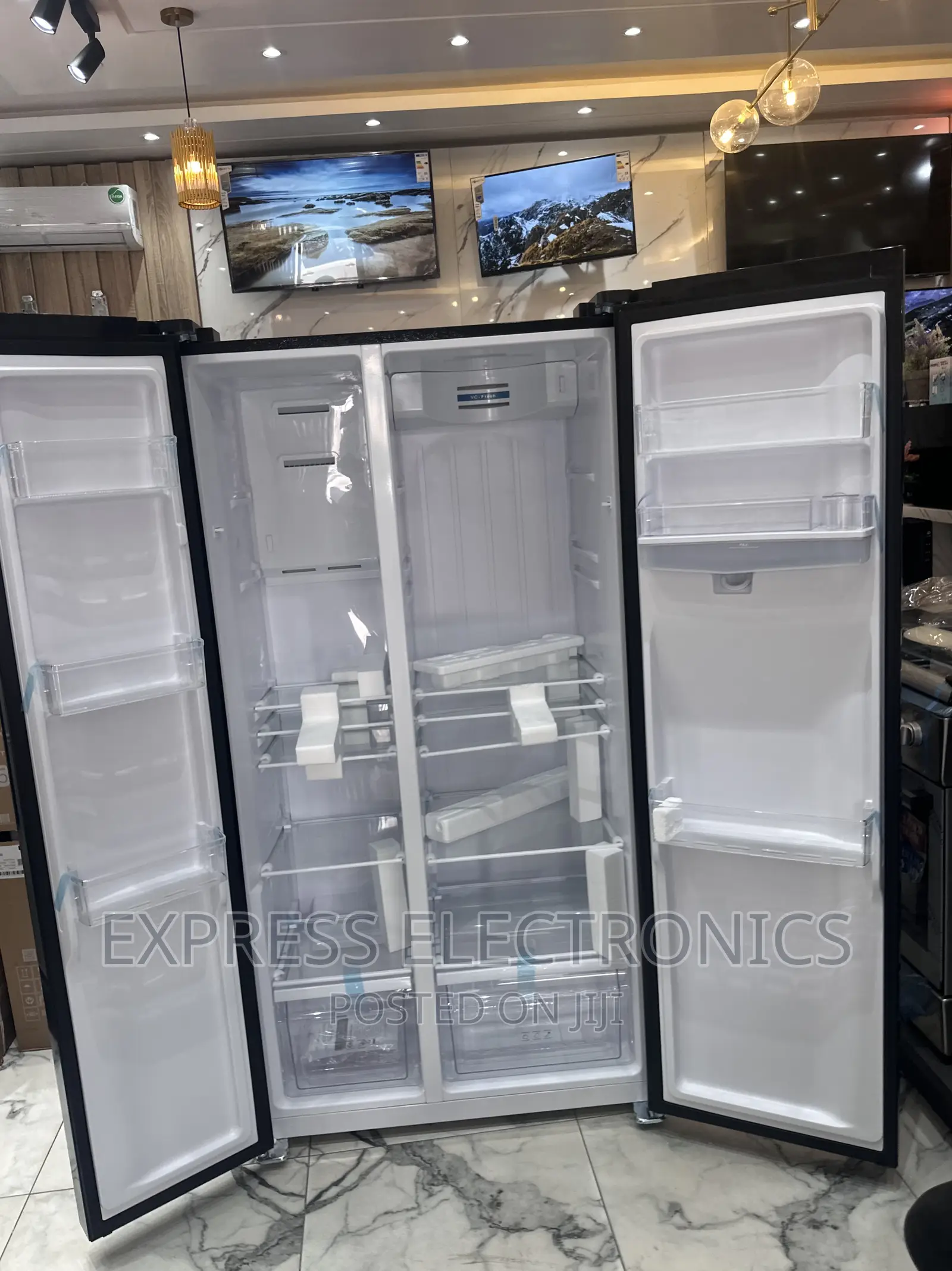 Mesmeric Sleek Black Nassb2-64s Nasco Side by Side Fridge