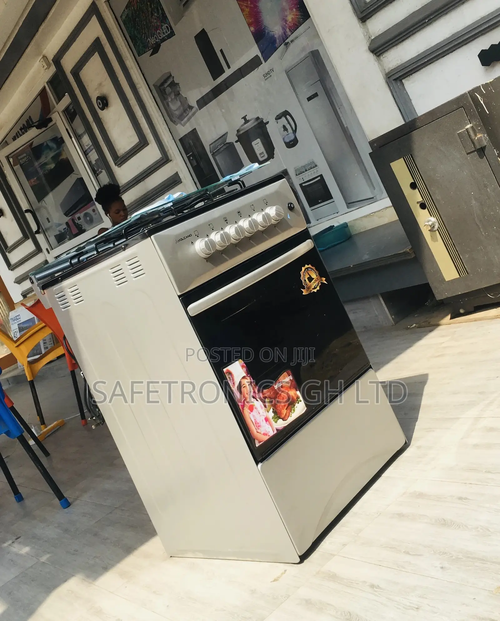Oven With Grill Gray Volcano 50x50 Glass Lid 4 Gas Cooker