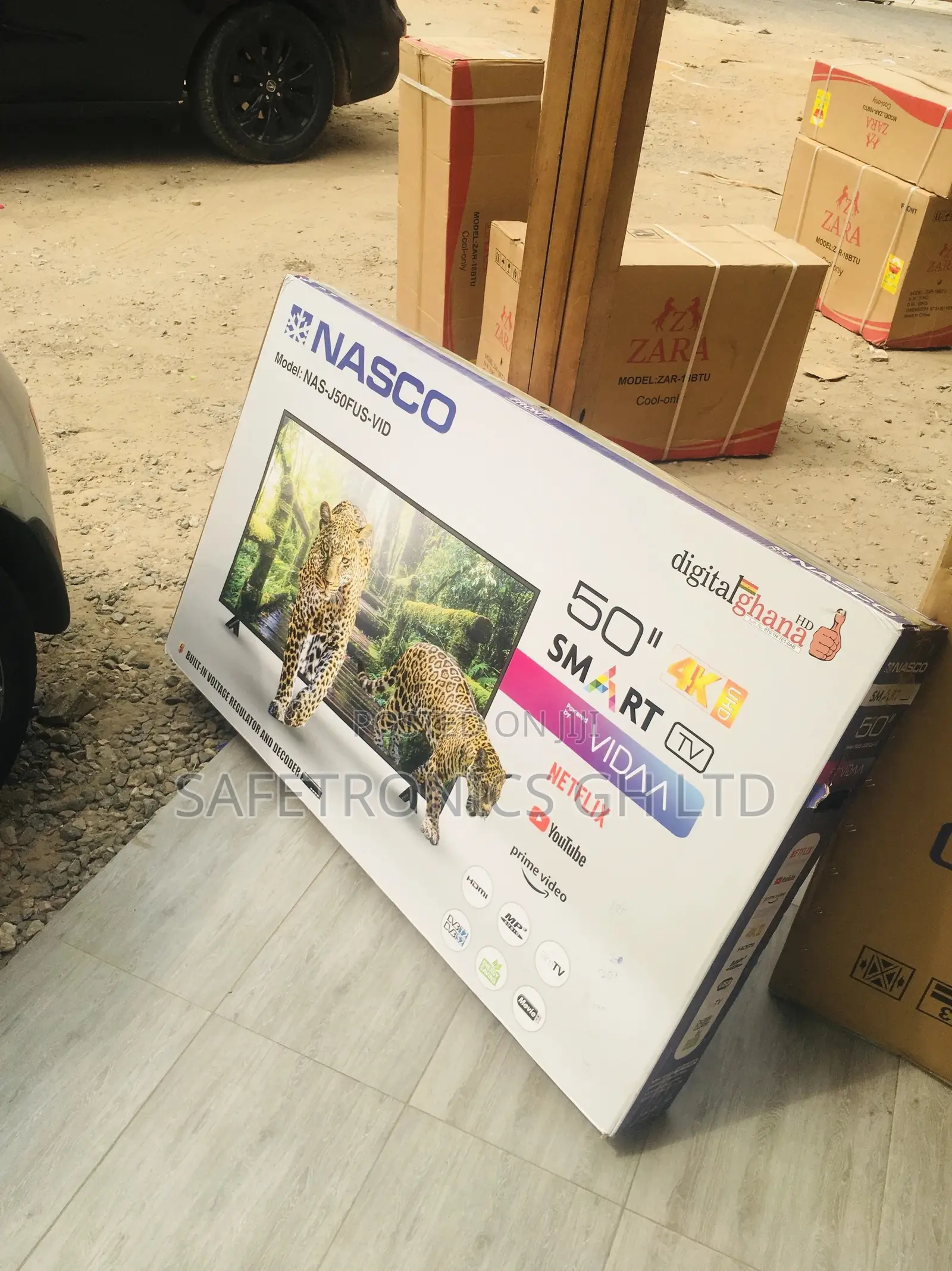 50 Inches Glossy LED Electric UHD Nasco Smart Black Tv