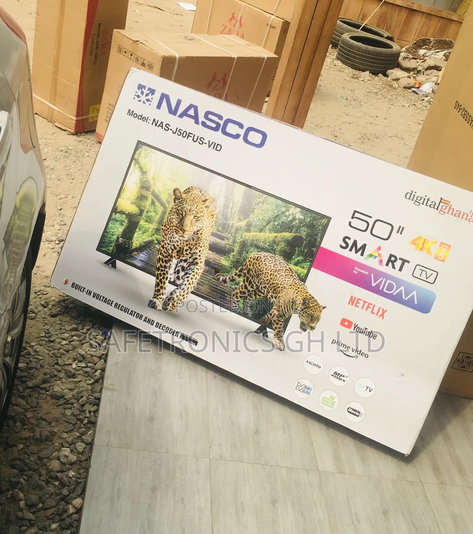 Smart Black 50 Inches Glossy Nasco LED Electric Tv