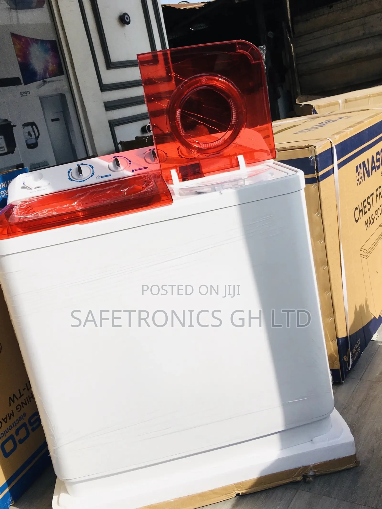 Topload Semiautomatic Nasco 11kg Red/White Washingmachine