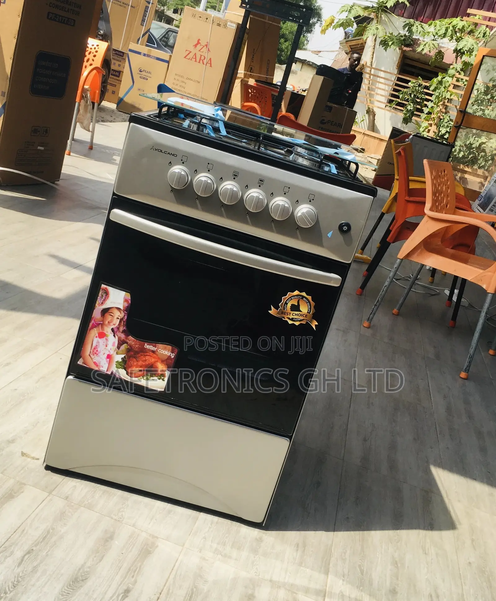 Oven With Grill 2 Gas Burner 2 Electric 50x50 Gray Volcano