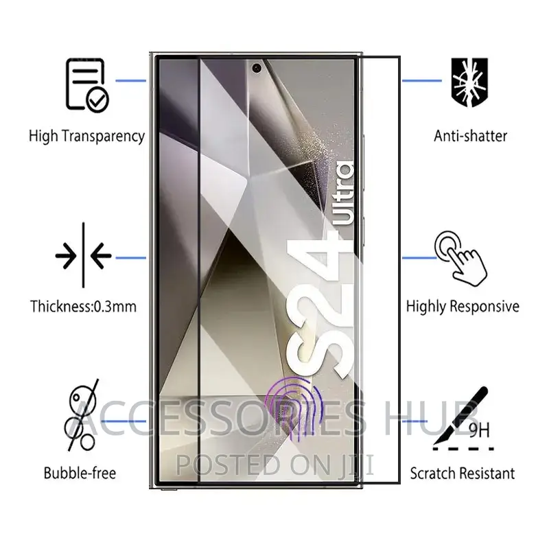 Full Glue Tempered Glass Screen for S24, S24+ and S24 Ultra