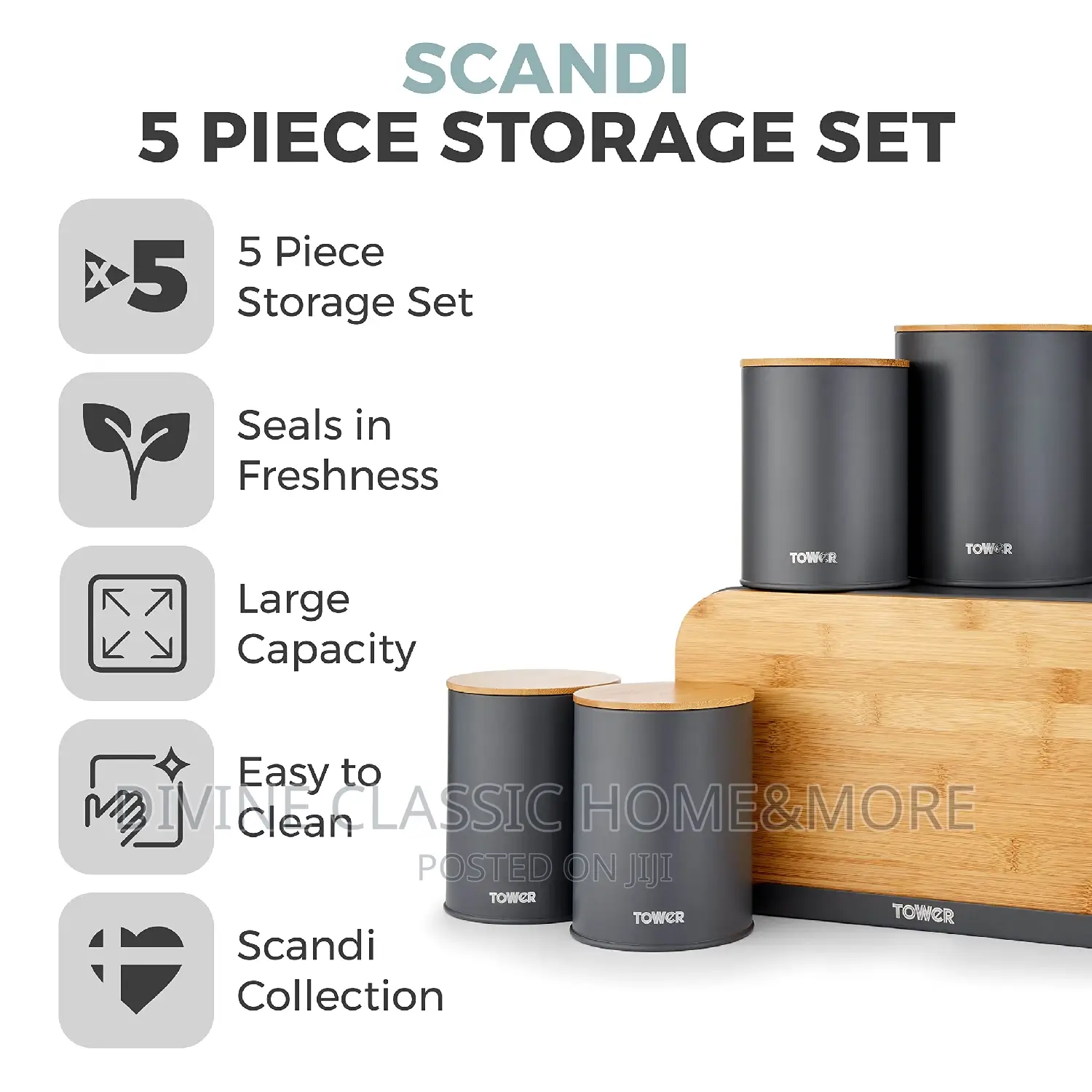 Tower Scandi 5 Piece Storage Set