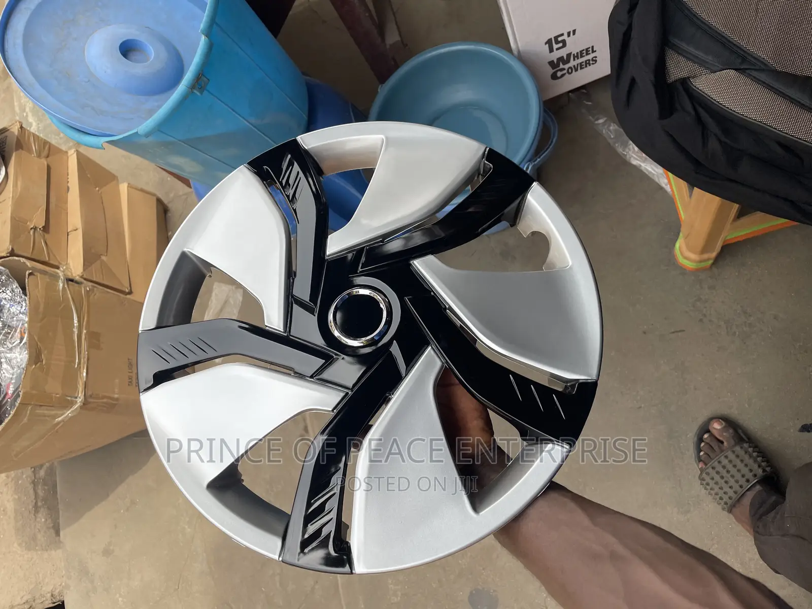 Wheel Cover Set 4 Pieces Ash and Black