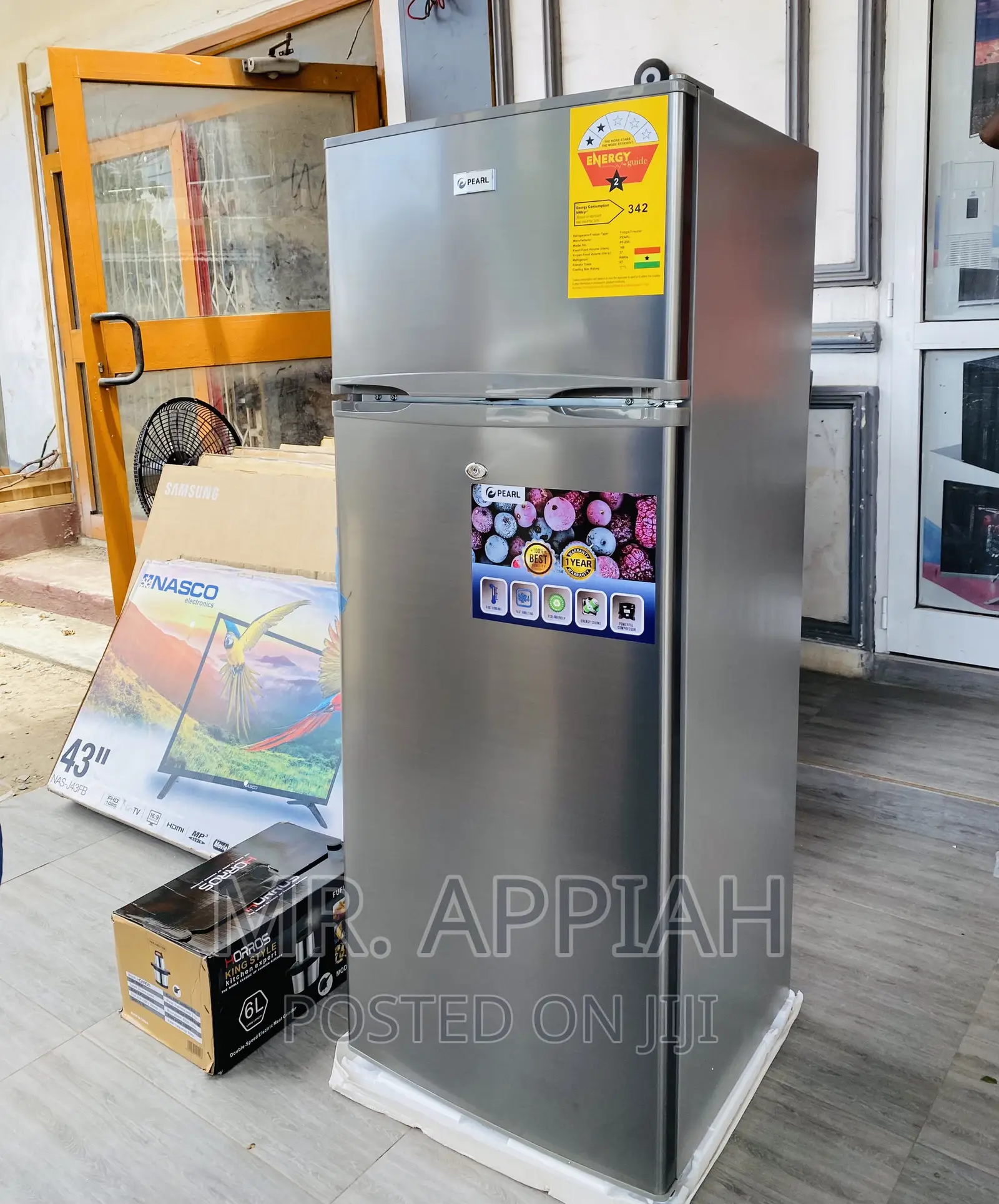 Extremely Cooling Pearl PF-250 2 Door Electric Fridge,Gray