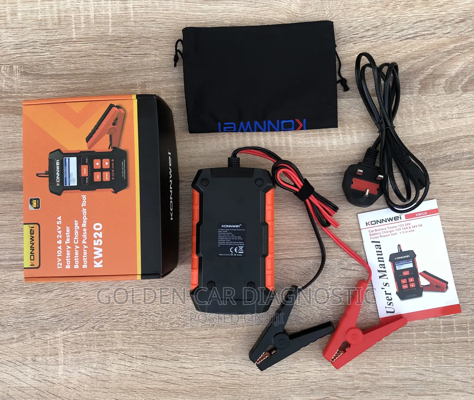 Konnwei KW520 12V 24V Car Solar Battery Tester,Charger,Rep
