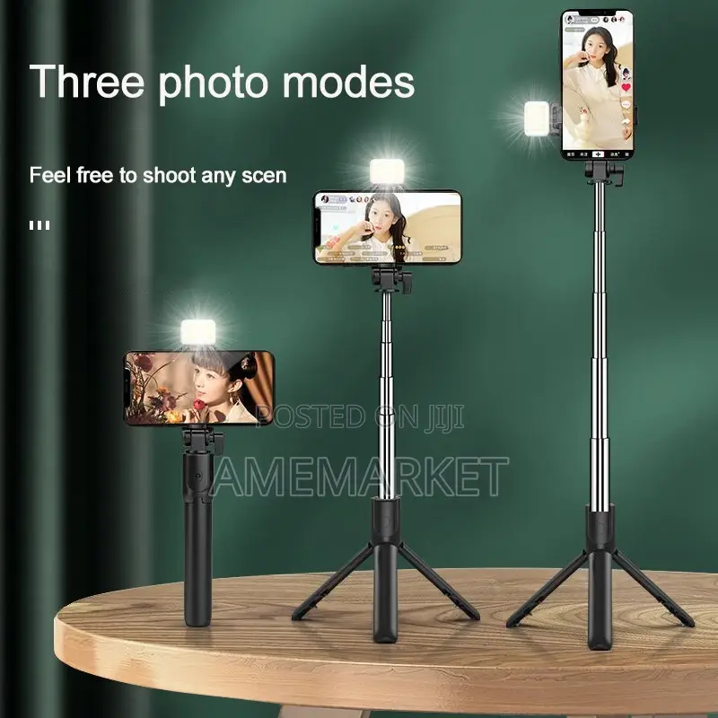 Phone Selfie Stick With Led Light Bluetooth Remote Control