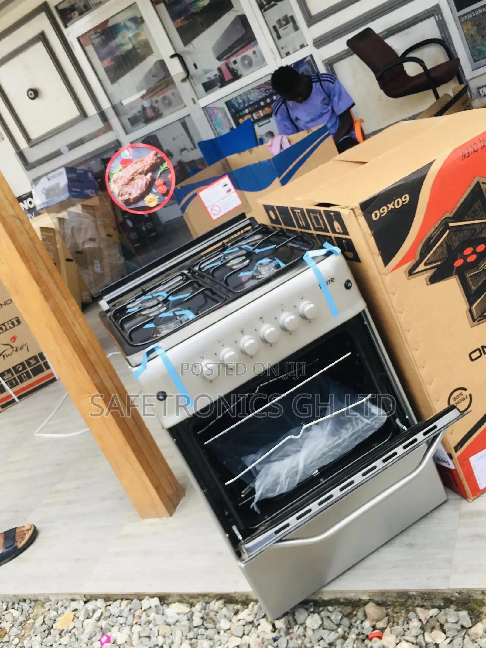 4 Gas Cooker Oven With Grill 60x60 Ferre Gray Glass Lid