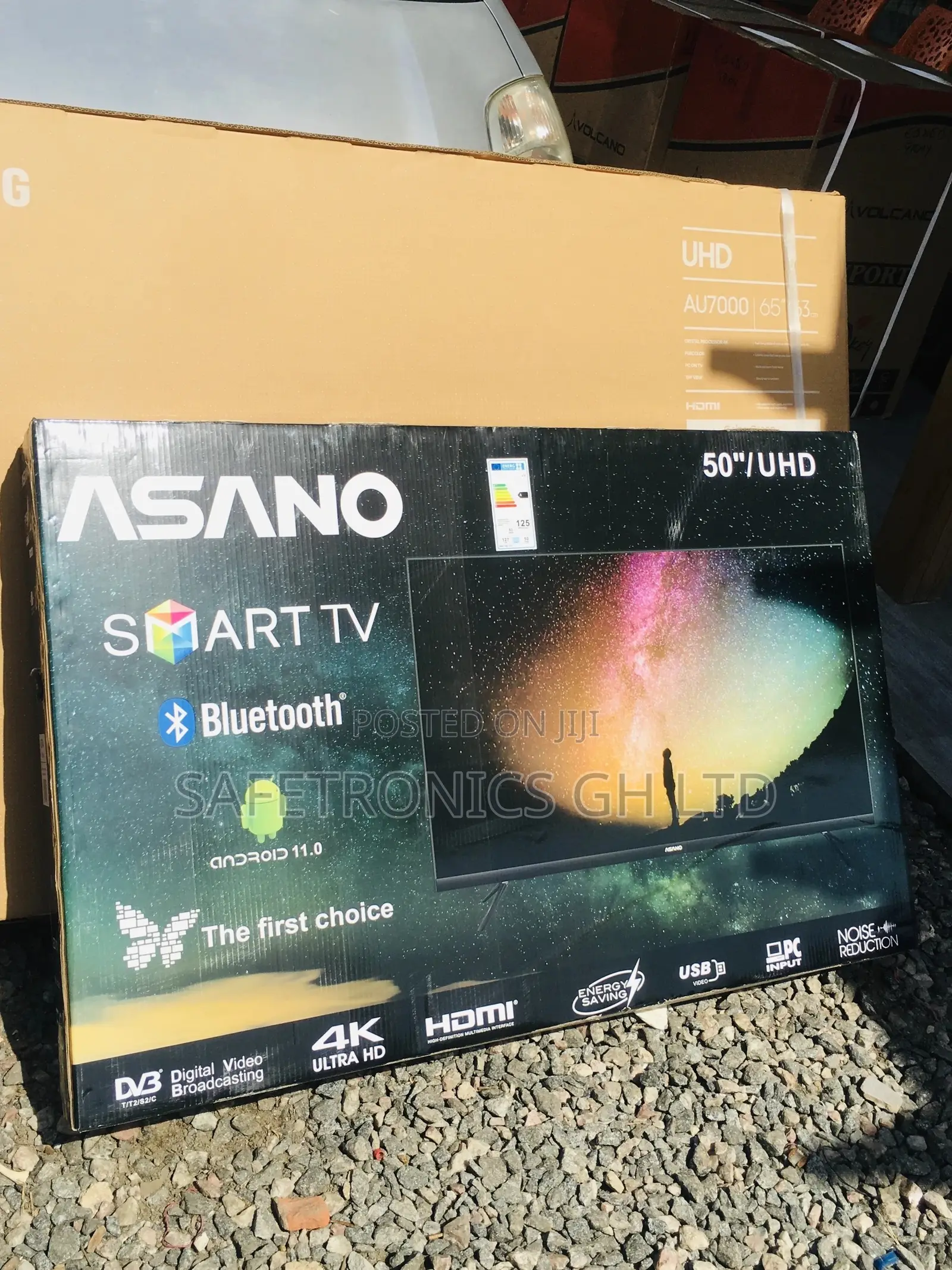 Black Smart Asano 50 Inches Glossy LED UHD Electric Tv
