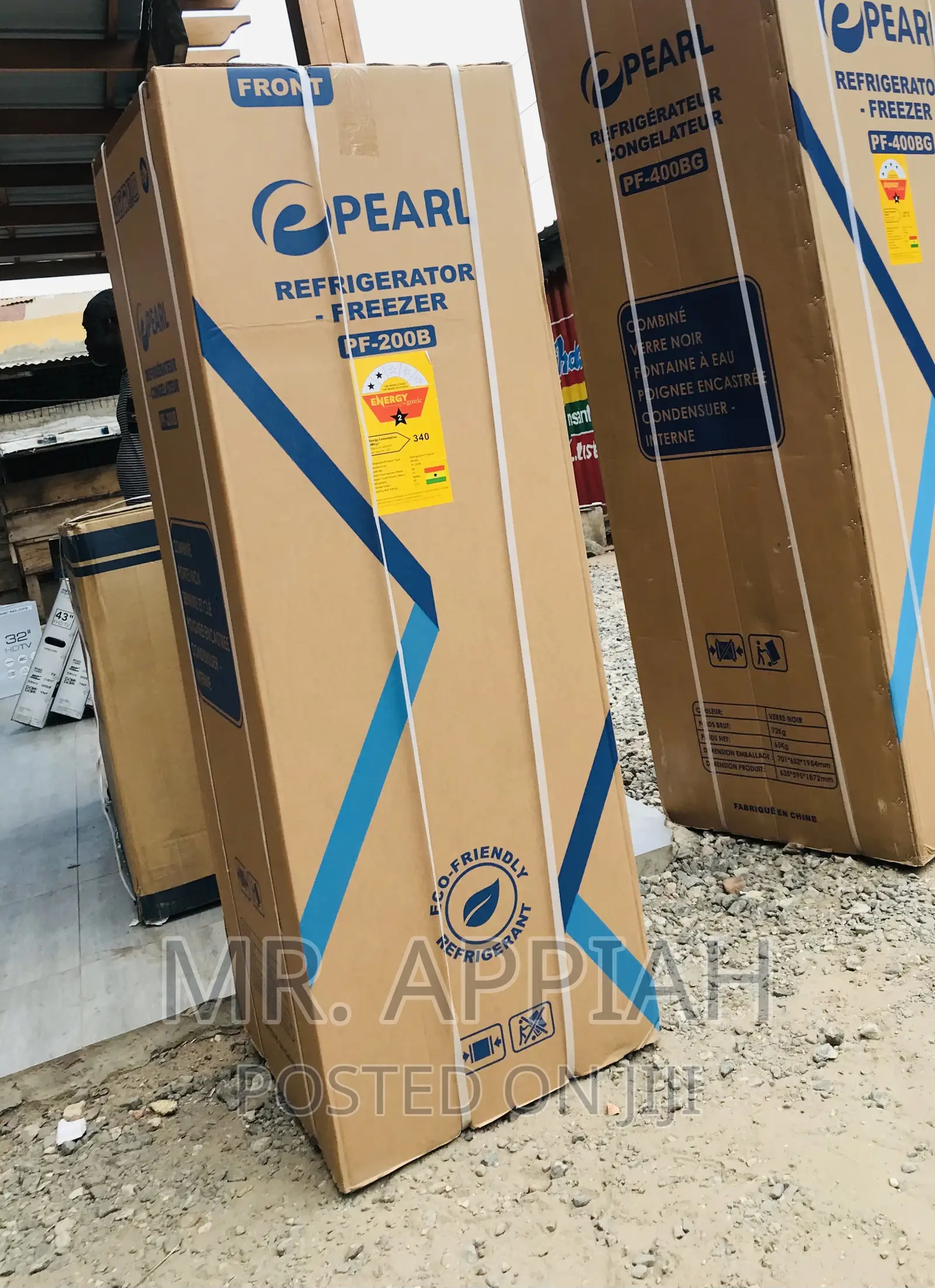 Unique Design Pearl Pf-200b 2 Door Electric Fridge,Gray.