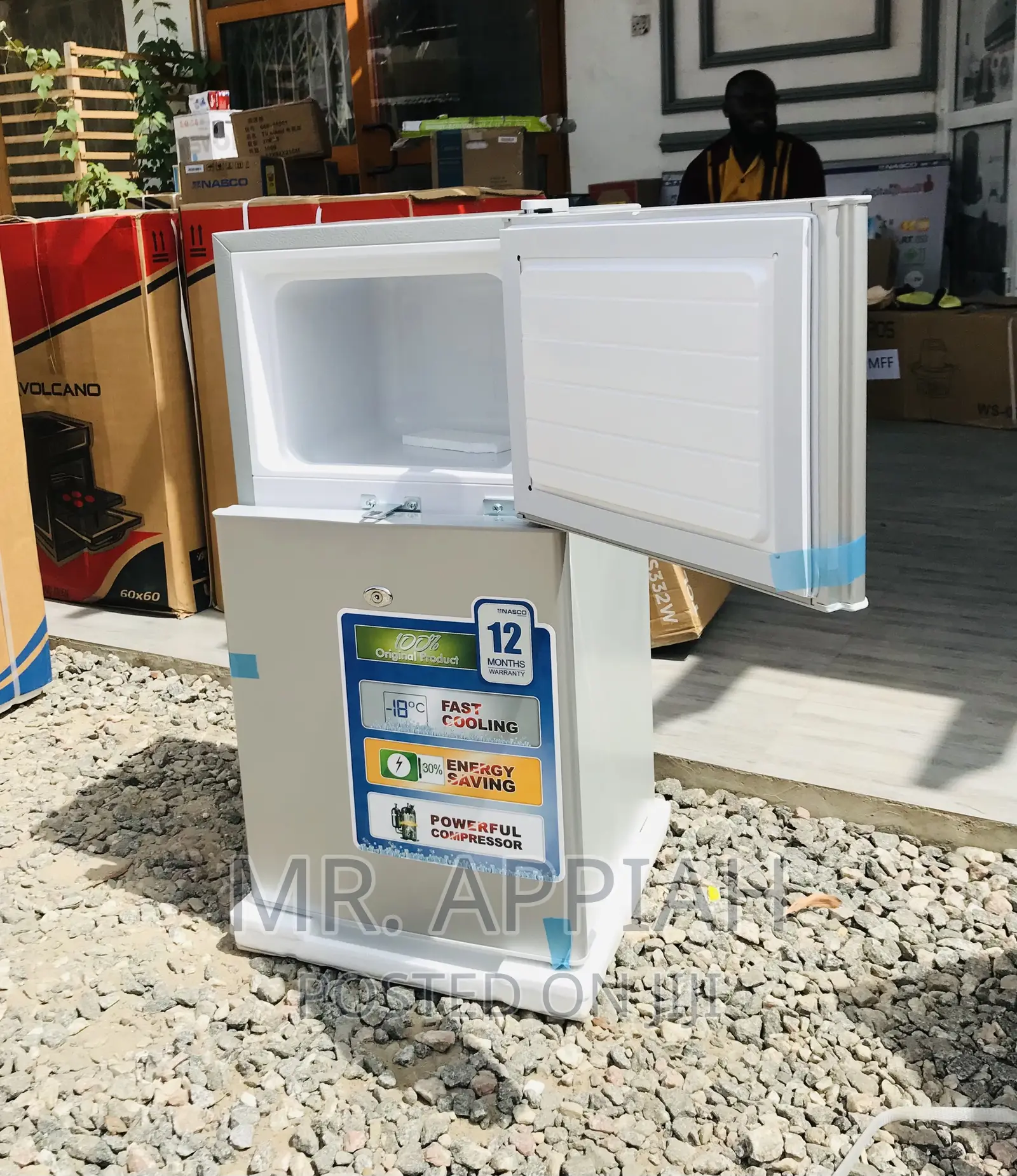 Original Nasco Nasf2-120 2 Door Table Top Fridge,Gray.