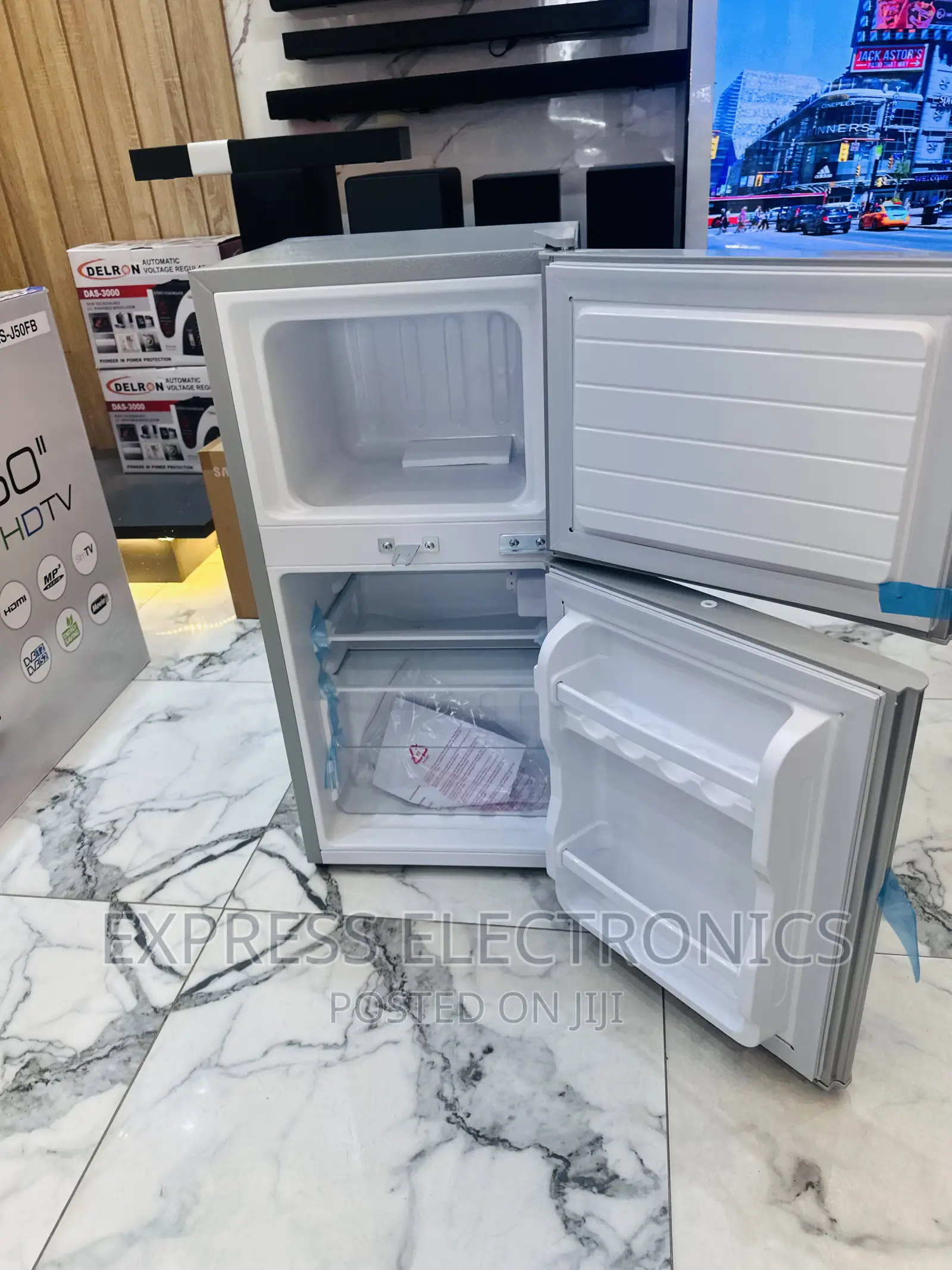 Sleek Grey Color Fridge Nasco Double Door Table Top