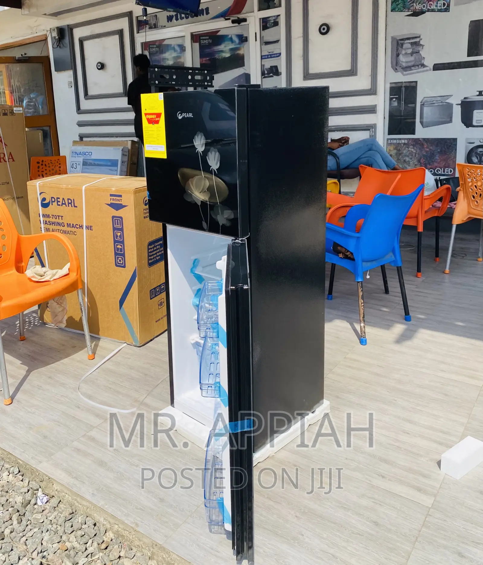 Unique Design Pearl Pf-217t 2b 2 Door Electric Fridge,Black