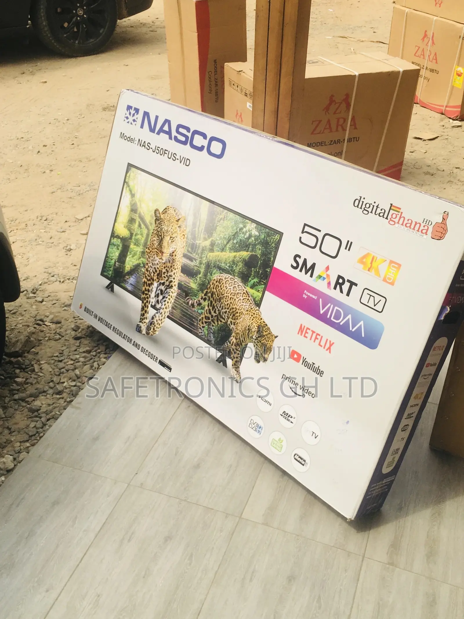 Glossy 50 Inches Black Electric Nasco Smart Led Tv
