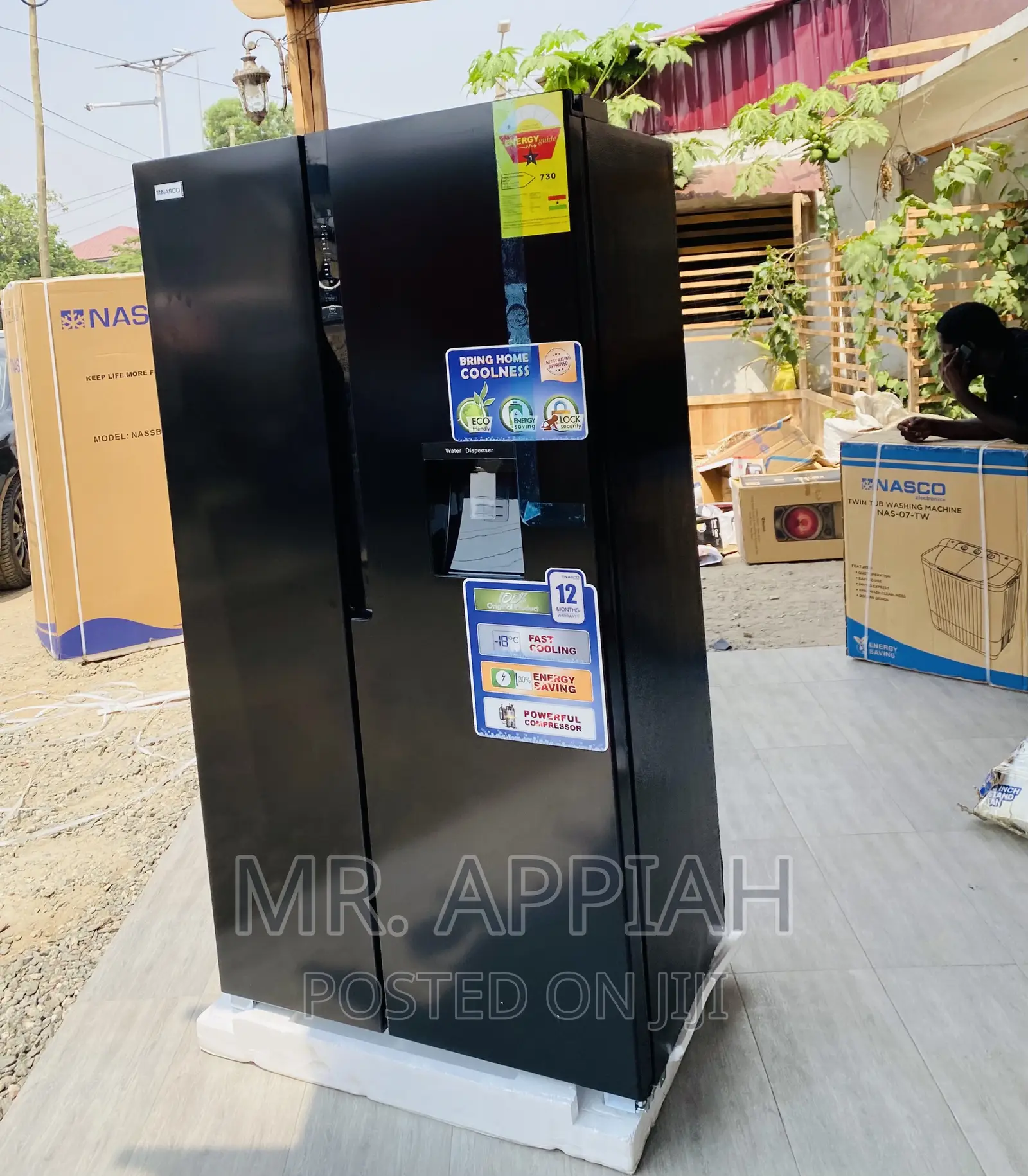 Side by Side Nasco Electric Refrigerator(Nassb2-64s))Black.