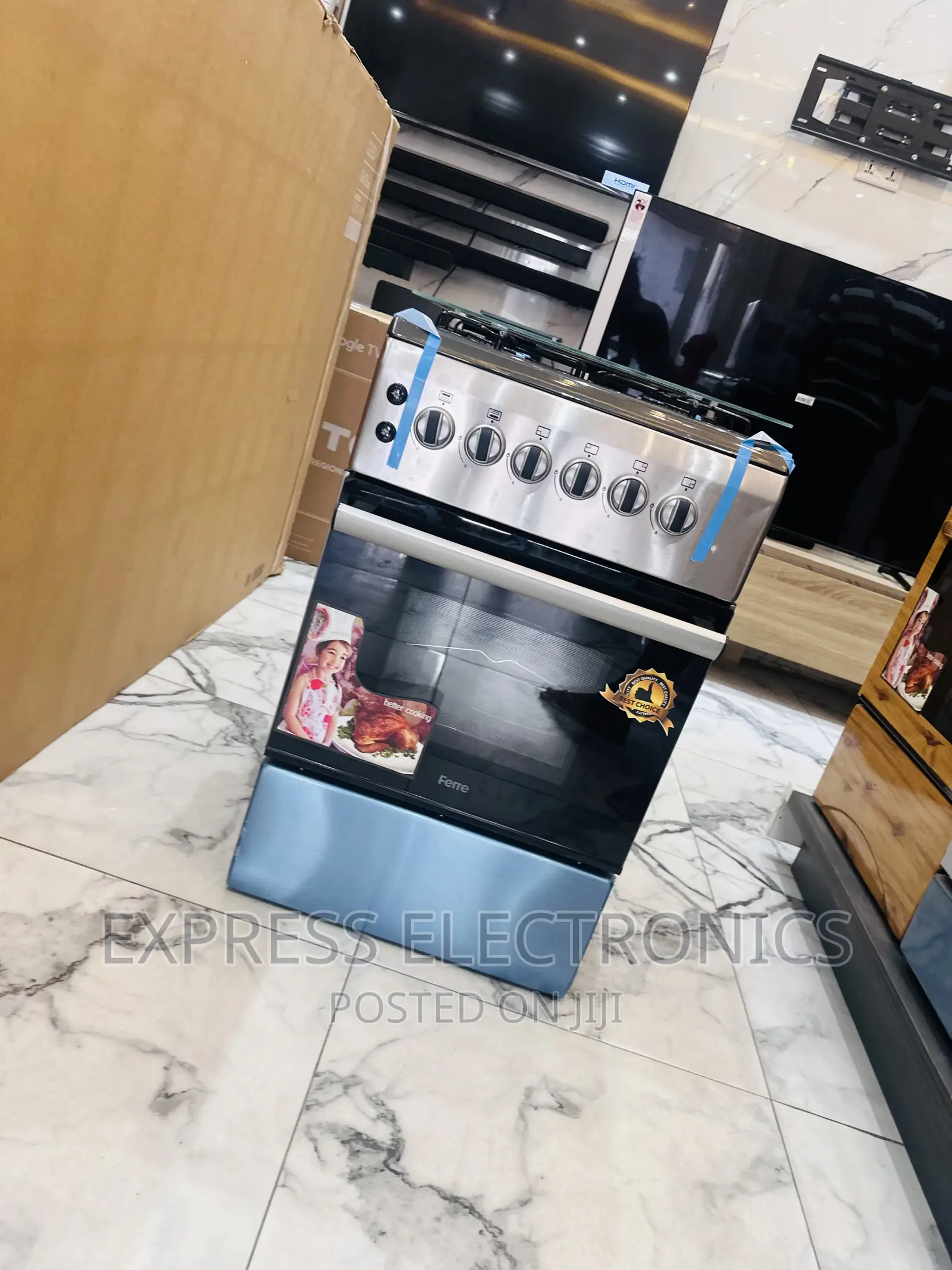 50/60 Gas Cooker Oven Grill 4burner Sliver Stove