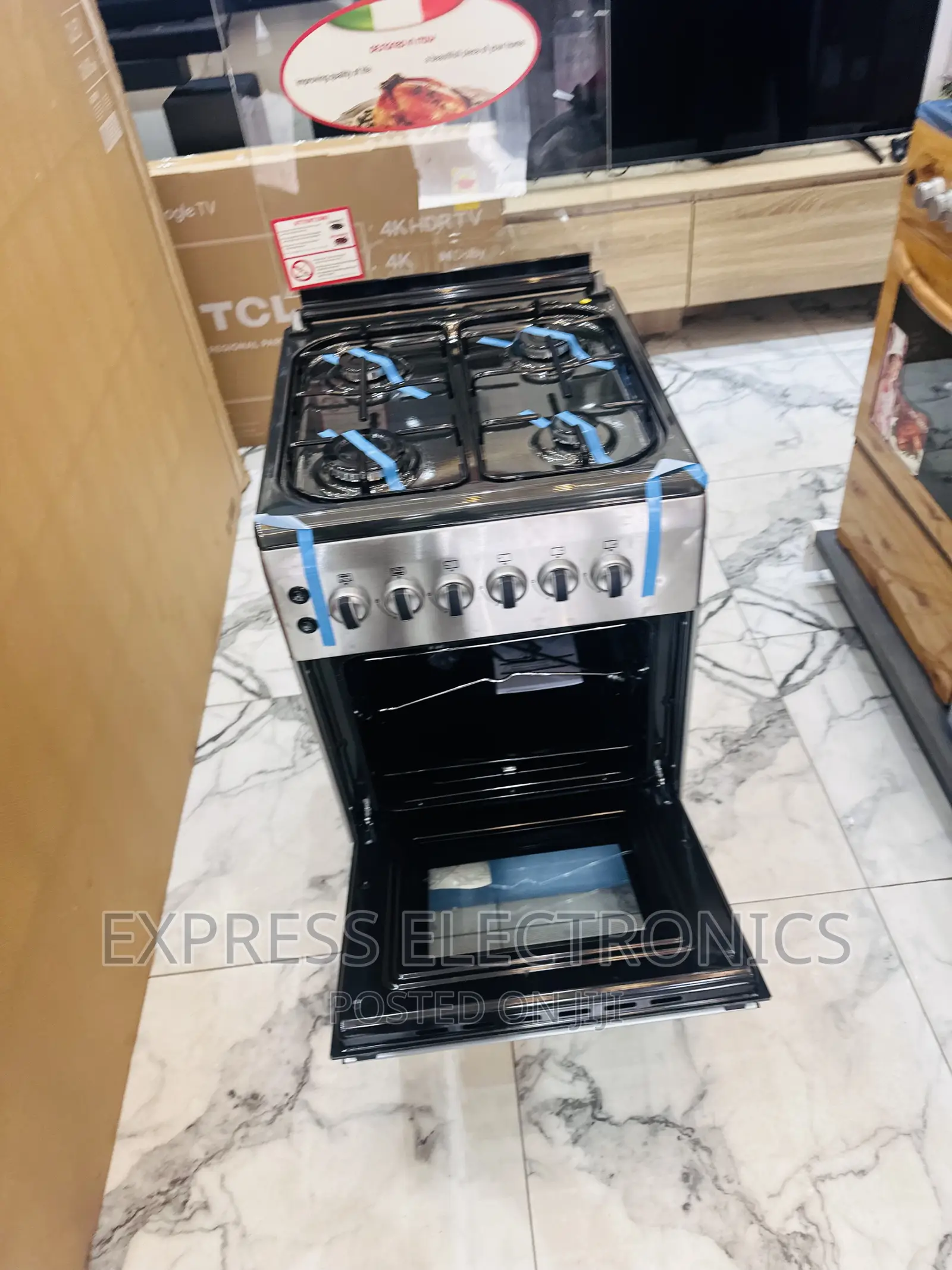 Lamp Inbuilt Gas Cooker Oven Grill 50/60 Sliver 4burner