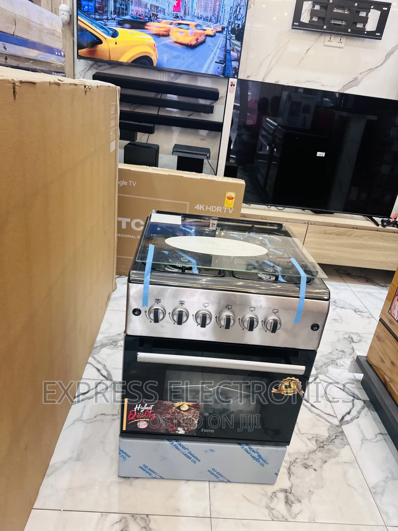 Stylish Look  60/60 Gas Cooker Oven Grill 4burner Sliver
