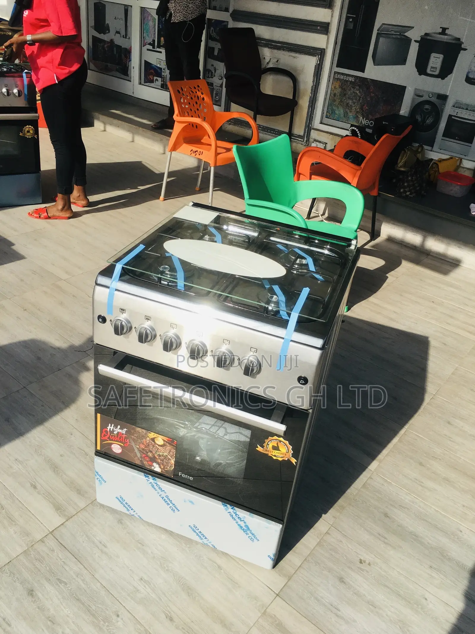 60x60 Ferre 4 Gas Cooker Oven With Grill Sliver Glass Lid