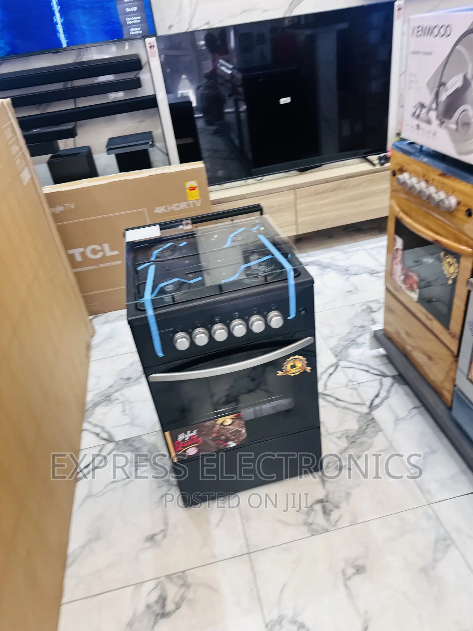Free Standing Sleek Black Gas Cooker Oven 4burner 50/50