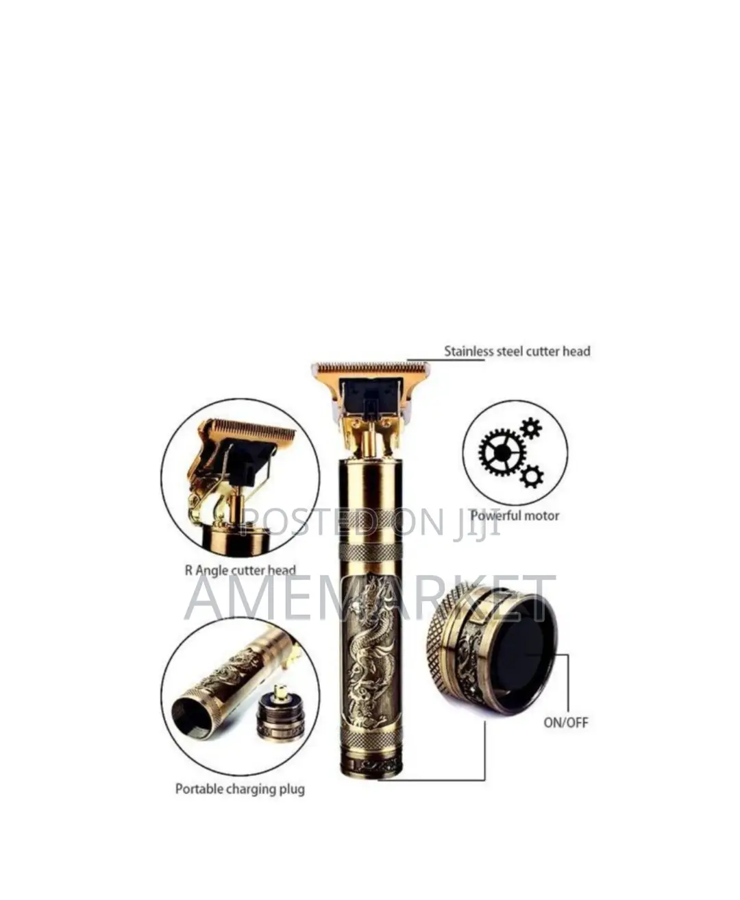 Rechargeable Hair Clipper. Cordless Baldhead T-Blade Dragon