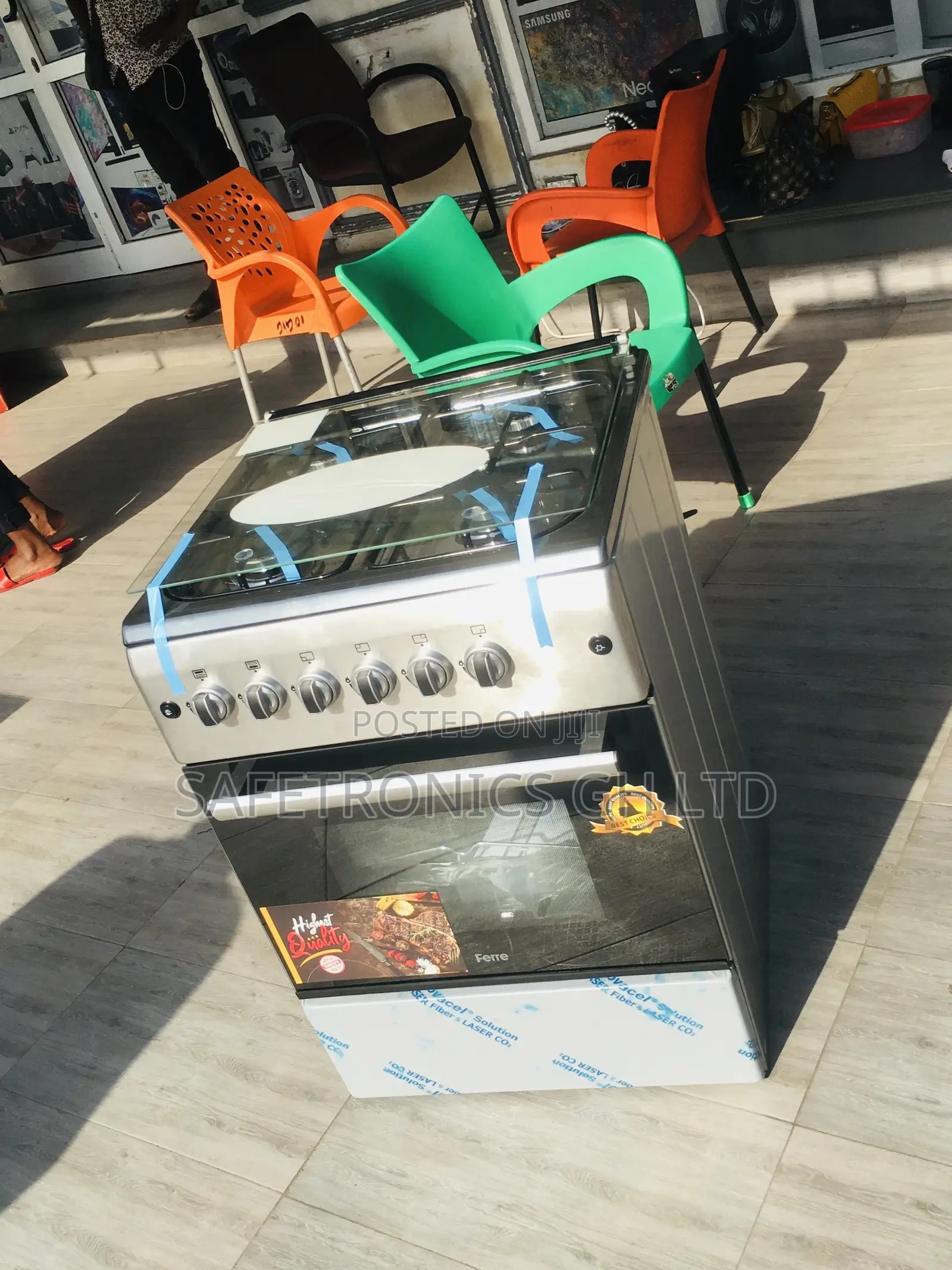 4 Gas Cooker Oven With Grill Ferre Glass Lid 60x60