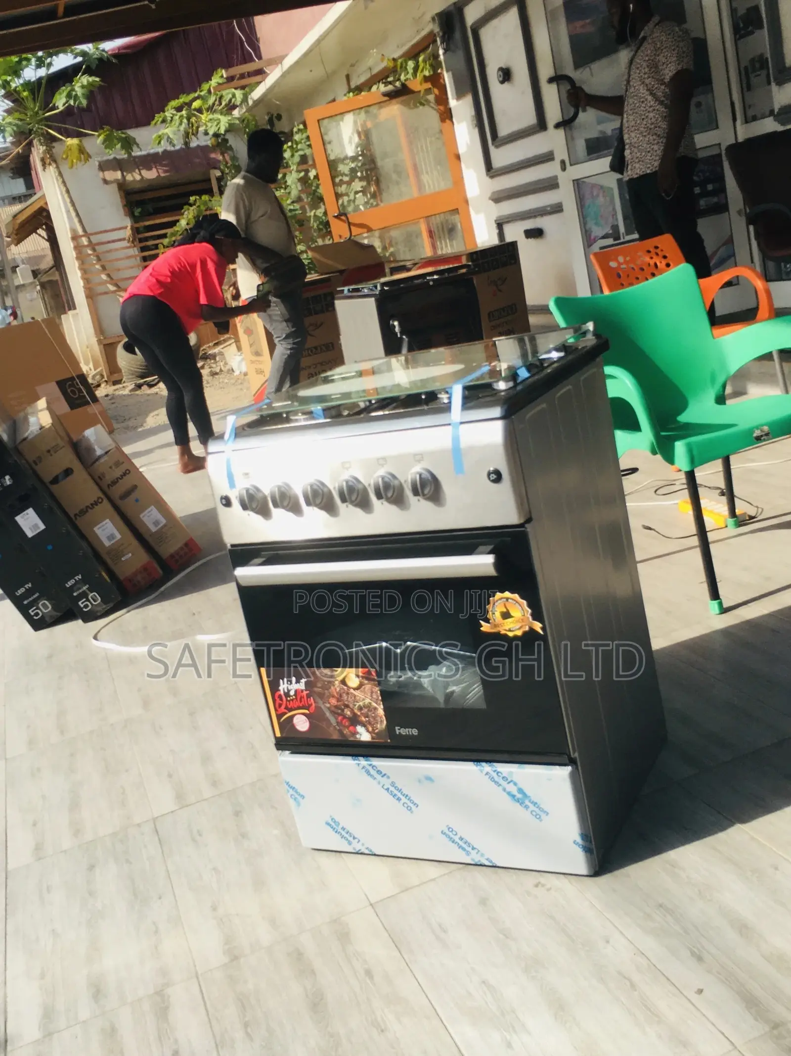 Reliable 60x60 Ferre Gray Oven With Grill 4 Gas Cooker