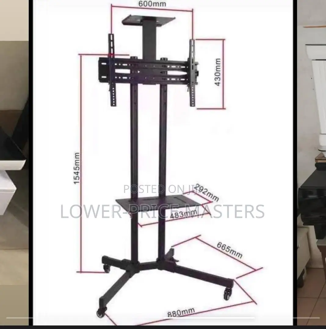 Adjustable Mobile TV Cart Stand , Trolley Stand