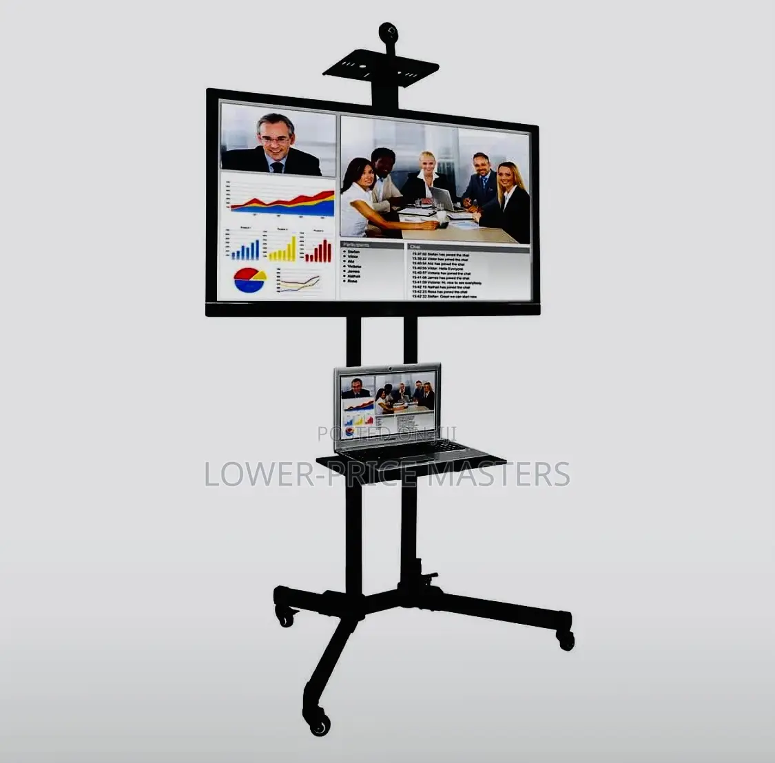 Adjustable Mobile TV Cart Stand , Trolley Stand