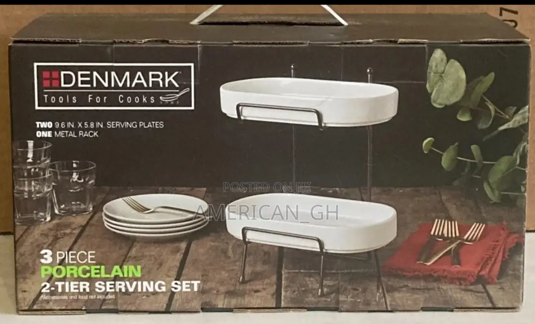 Denmark Tools for Cooks 3pc Porcelain 2-Tier Serving Set