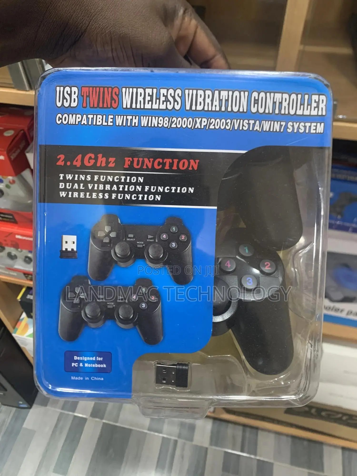 USB Twin Wireless Gamepad for PC - Black