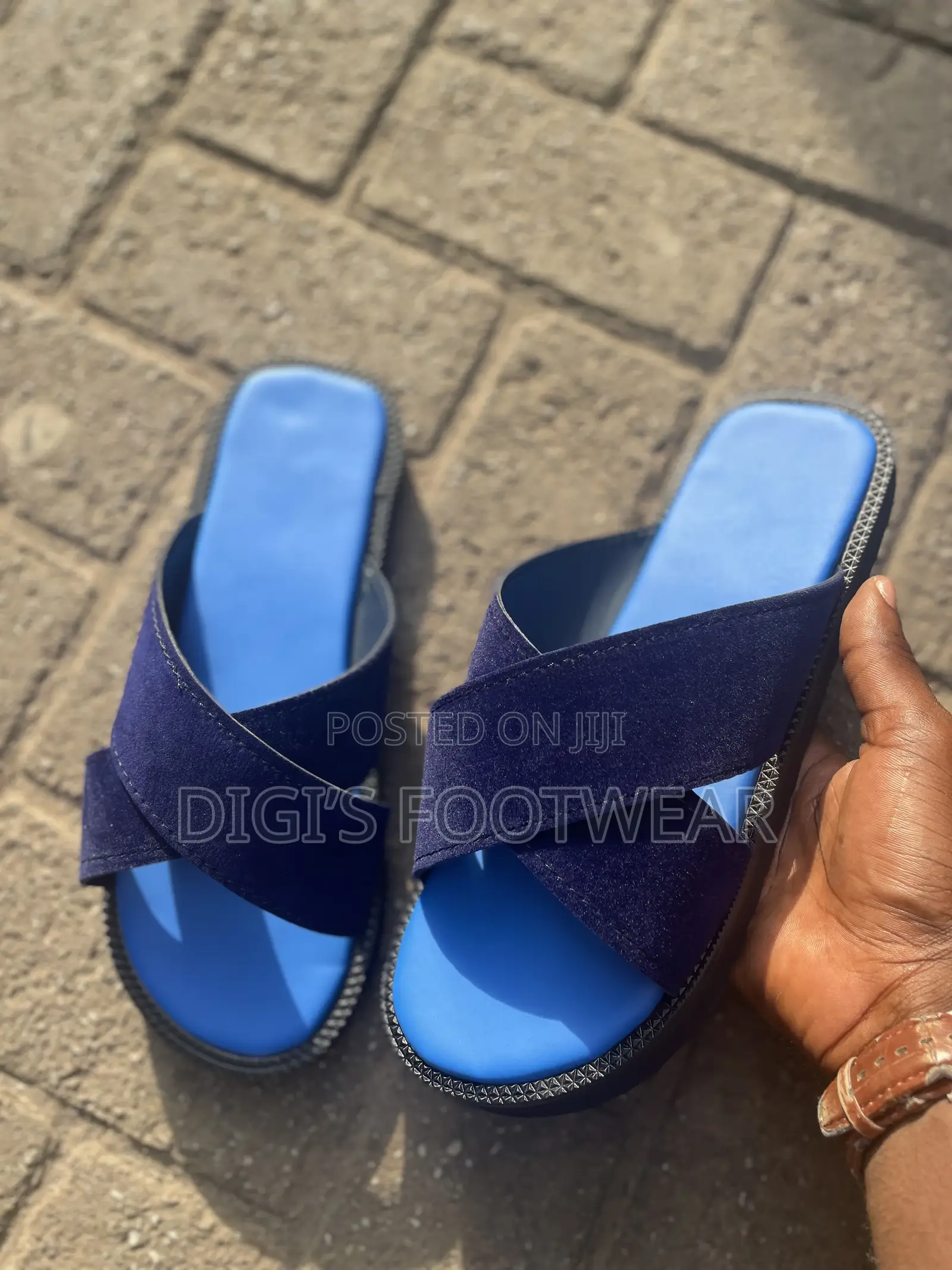 Blue Suede Berk Down Slippers
