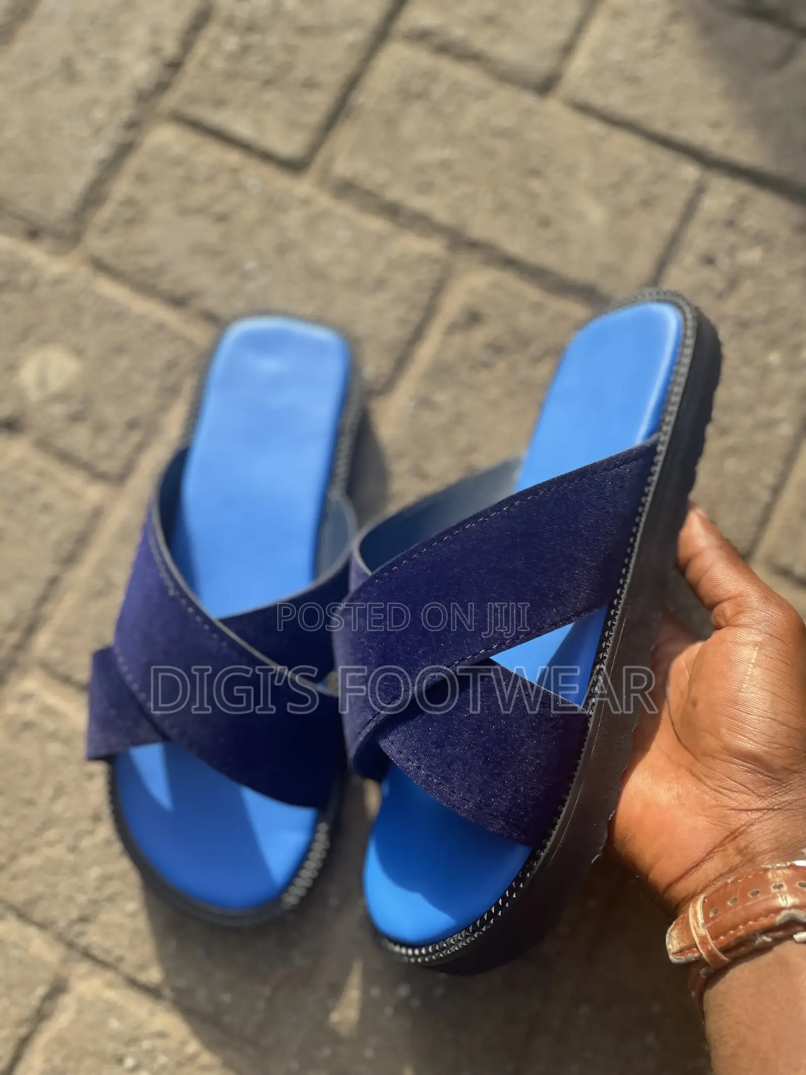 Blue Suede Berk Down Slippers