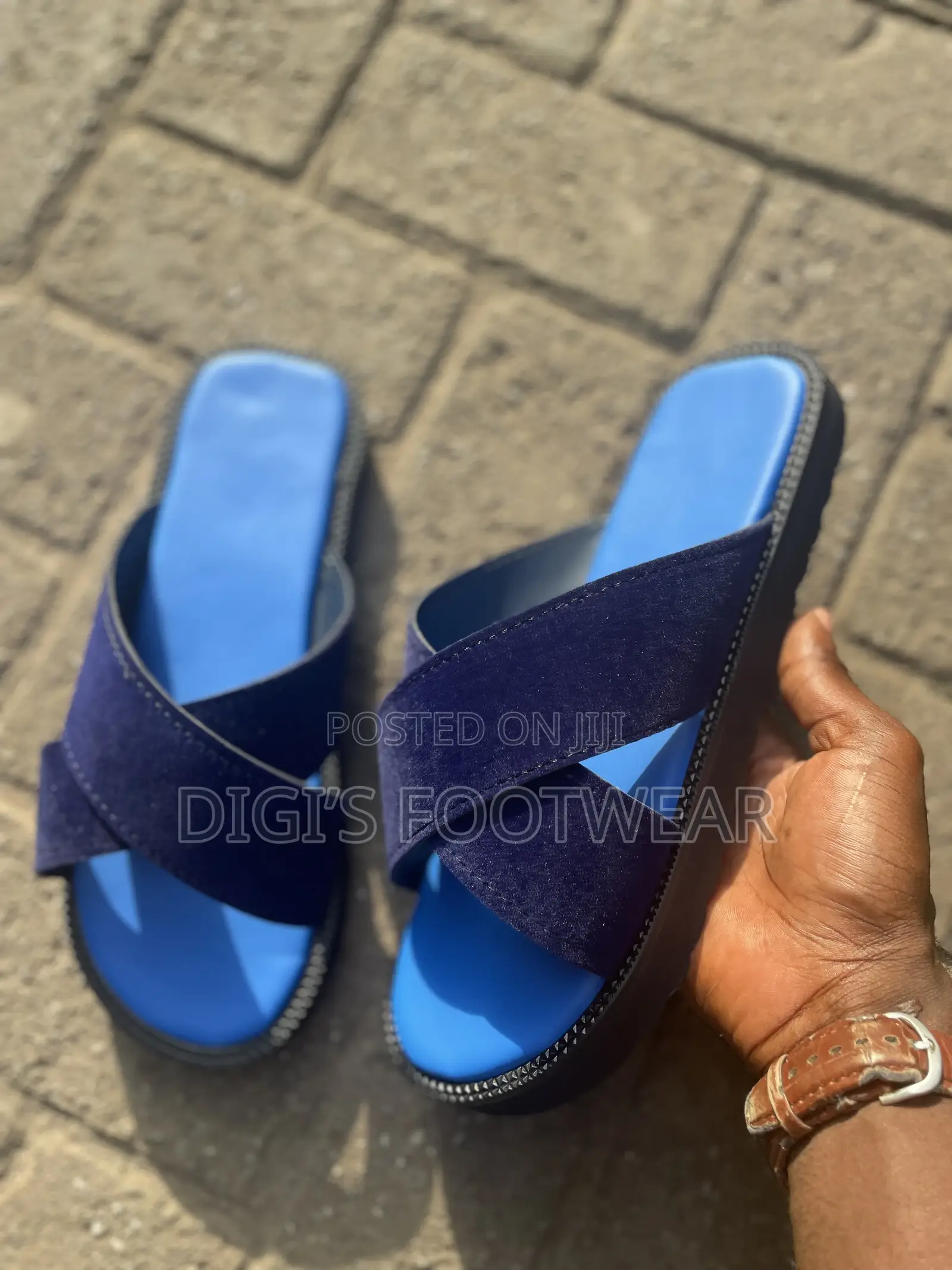 Blue Suede Berk Down Slippers