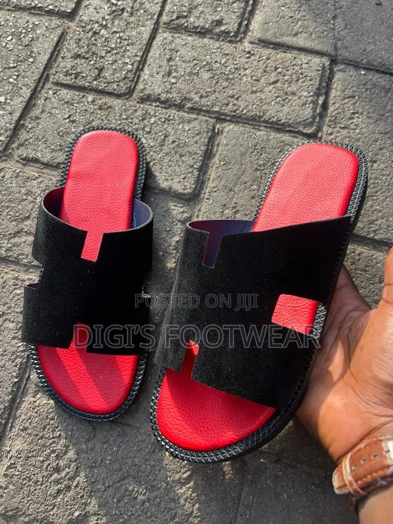 Black Hermes With Red Inner Slippers