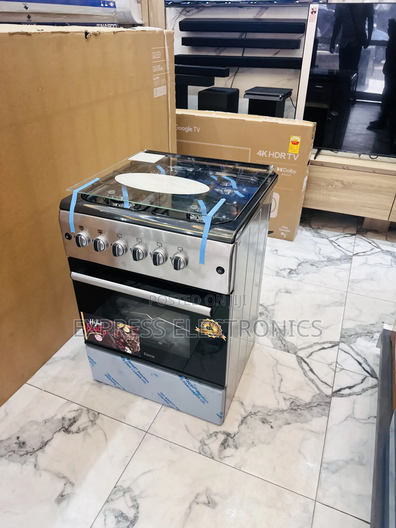Free—- Standing Gas Stove Oven Grill 4burner 60/60