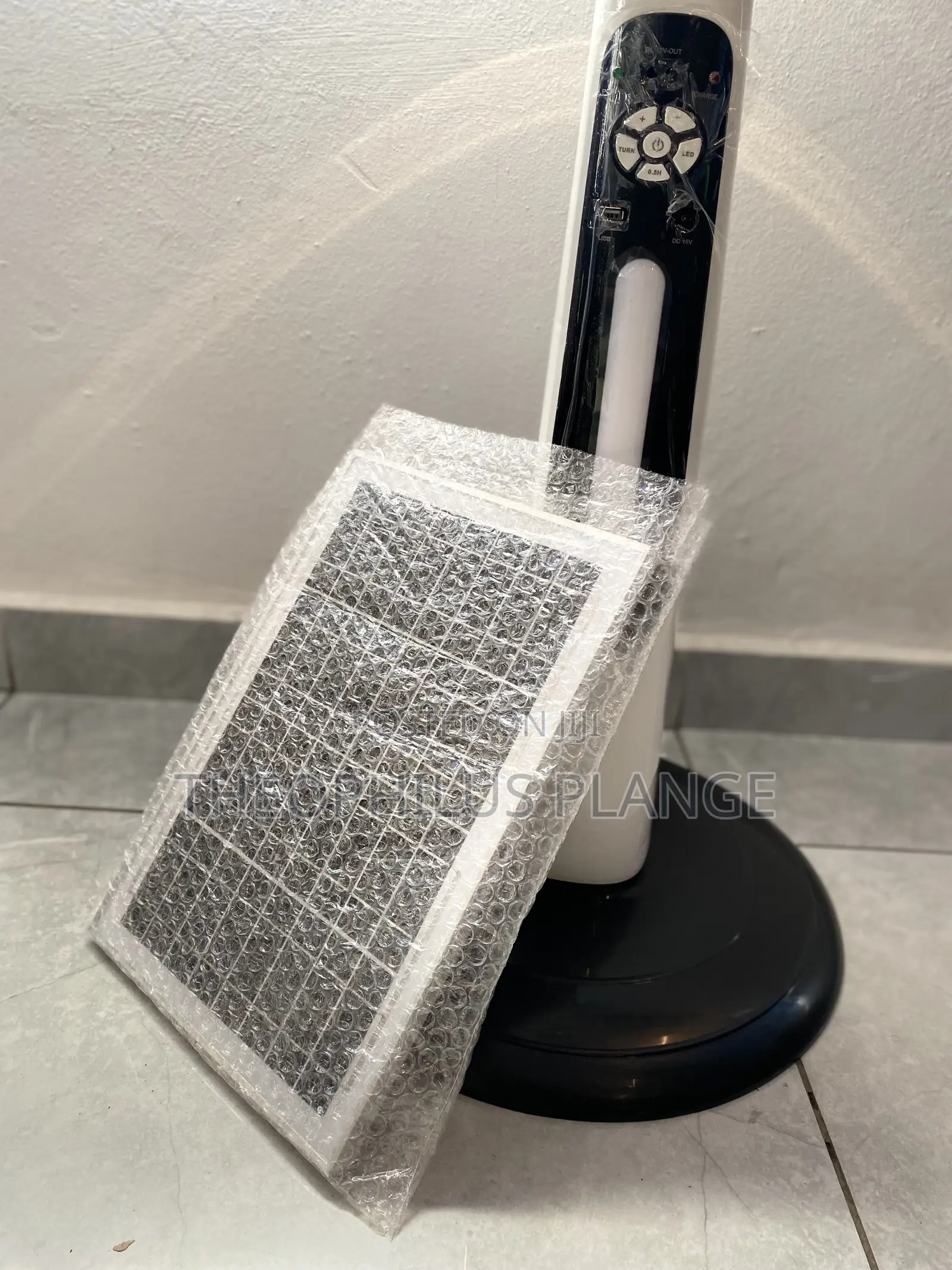 Solar Rechargeable Fan With Extra Bulbs And Remote Control