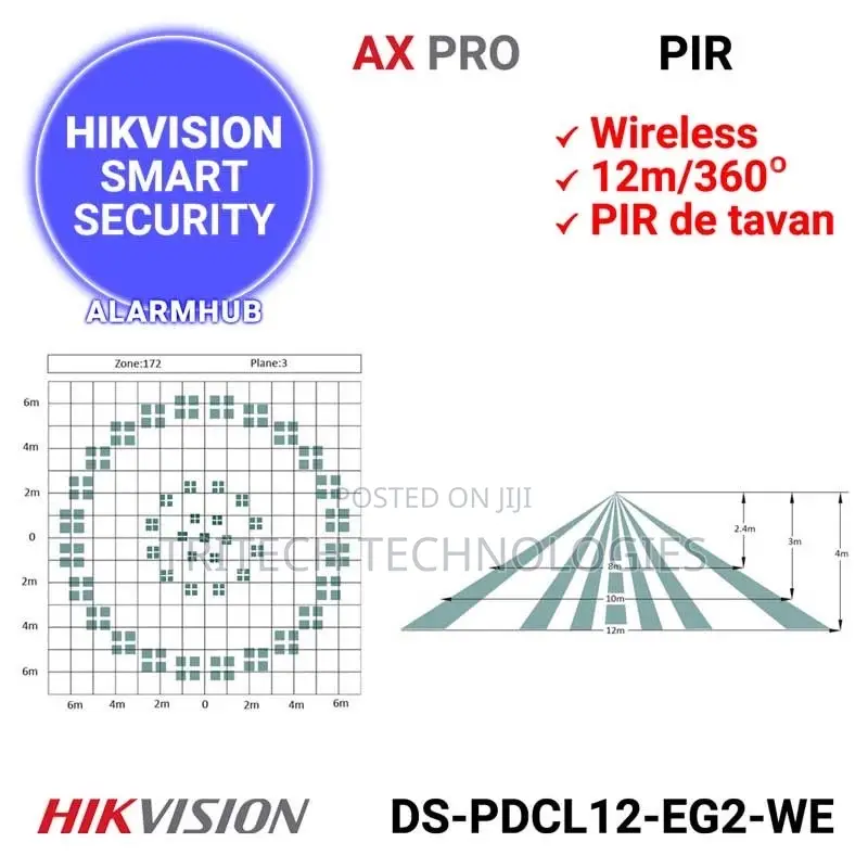 HIKVISION DS-PDCL12-EG2-WE Wireless PIR Ceiling Detector