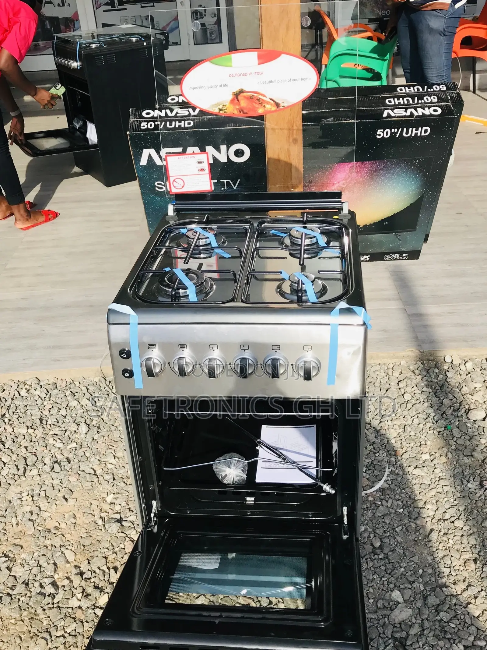 4 Gas Cooker Ferre Oven With Grill 50x60 Glass Lid