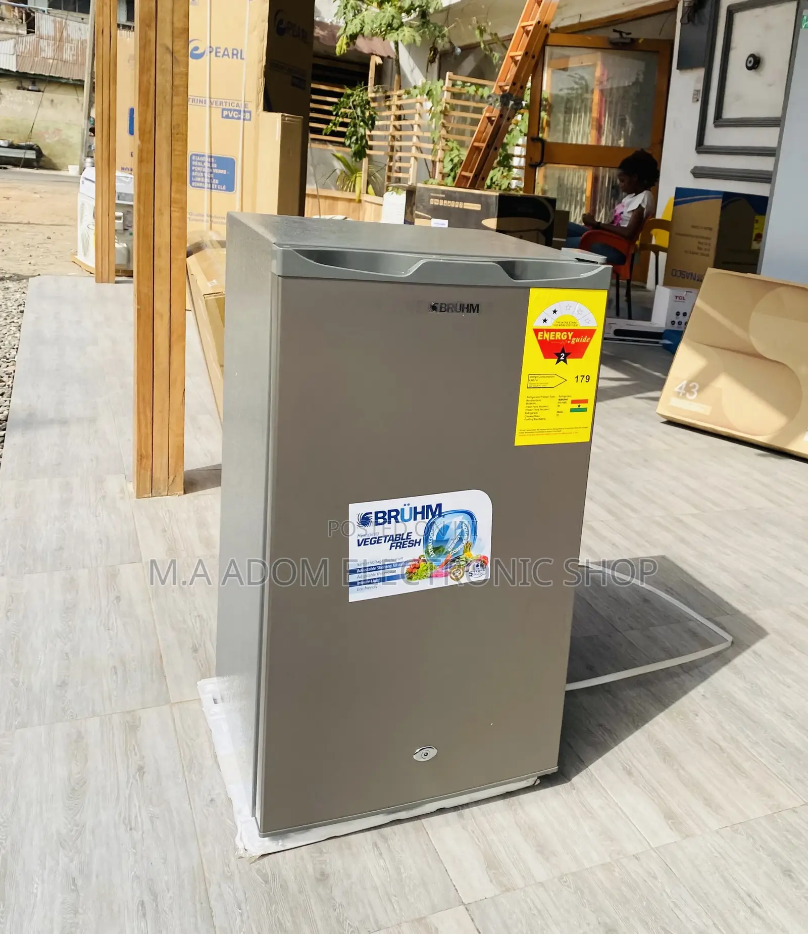 Quality Bruhm Single Door Table Top Refrigerator,Gray.