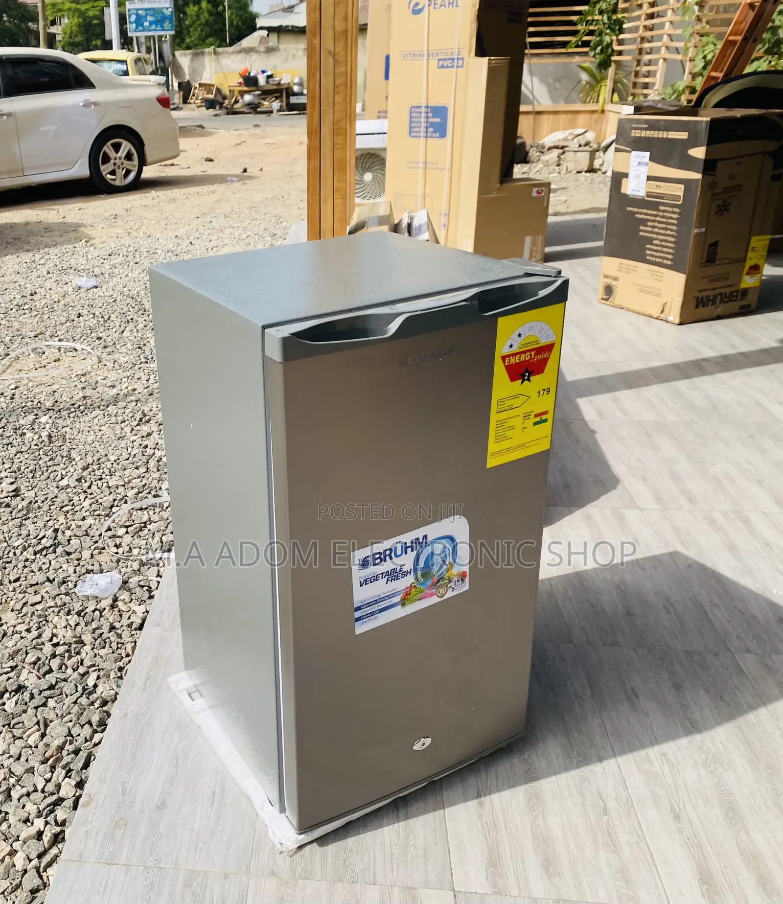 Authentic Bruhm Single Door Table Top Fridge,Gray.