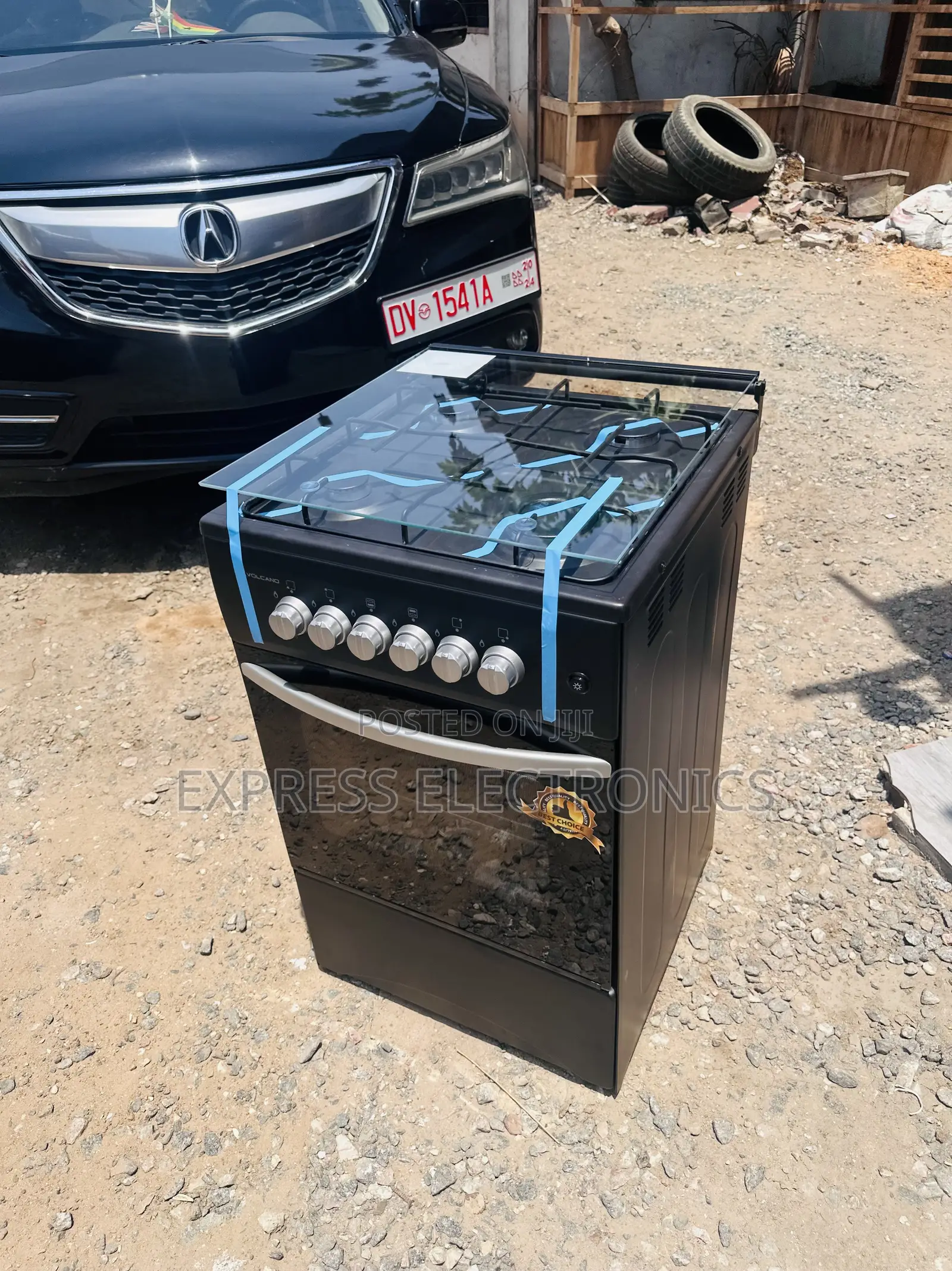 Unique Design Black 4burner 50/50 Oven Grill