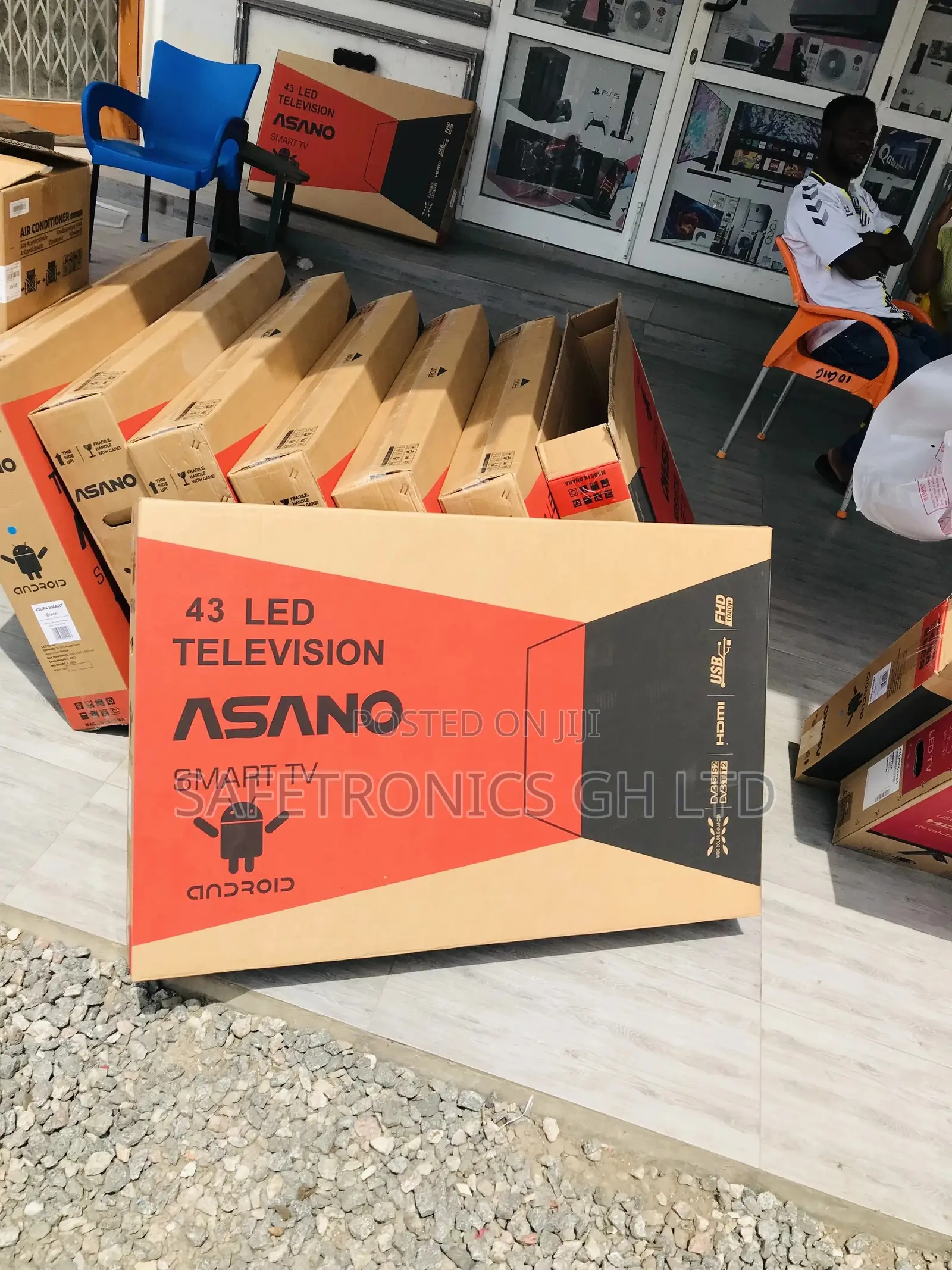 Asano Black 43 Inches Glossy Led Smart Electric Tv