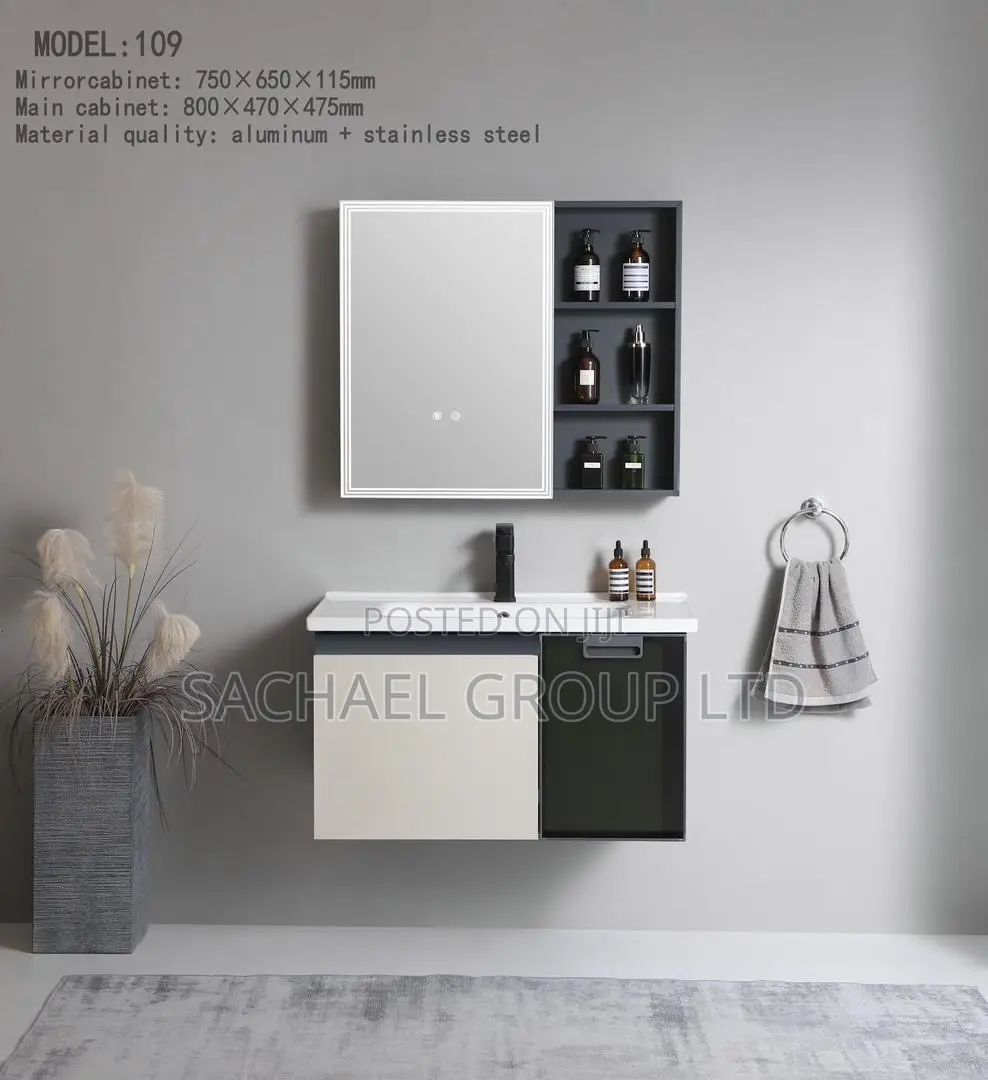 LED Bathroom Mirror With Basin and Cabinet